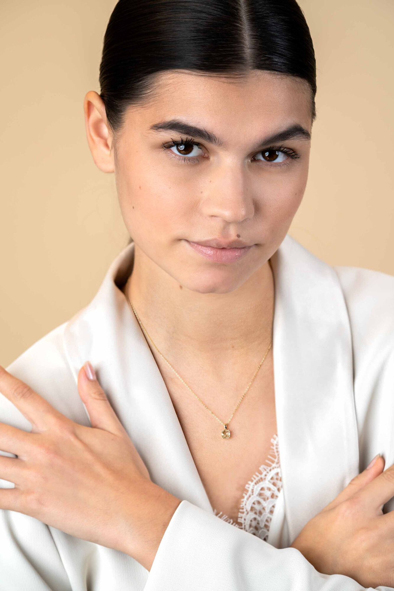 ZINZI GOLD collier met vk groene amethist hanger