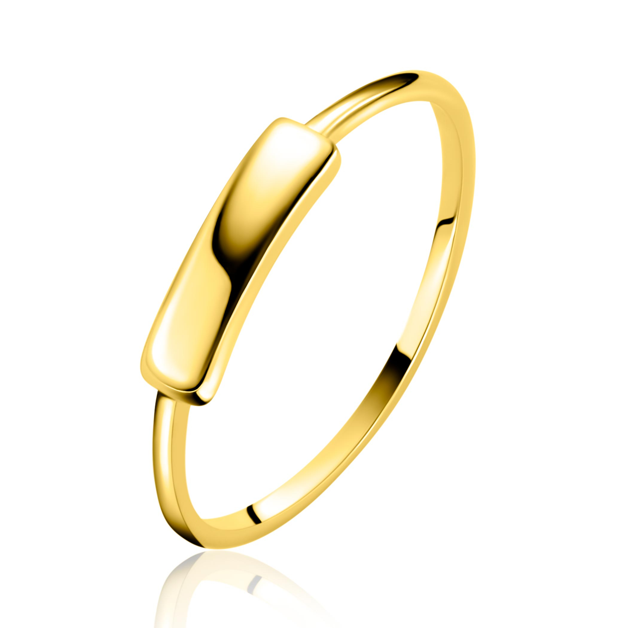 ZINZI Gold ring  met lang plaatje mt.52