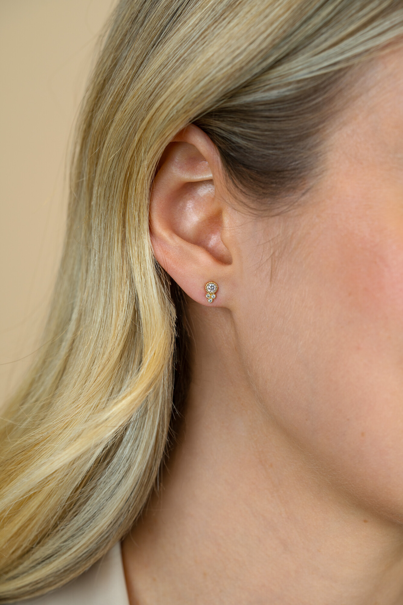 ZINZI GOLD oorknopjes fantasie met zirconia's