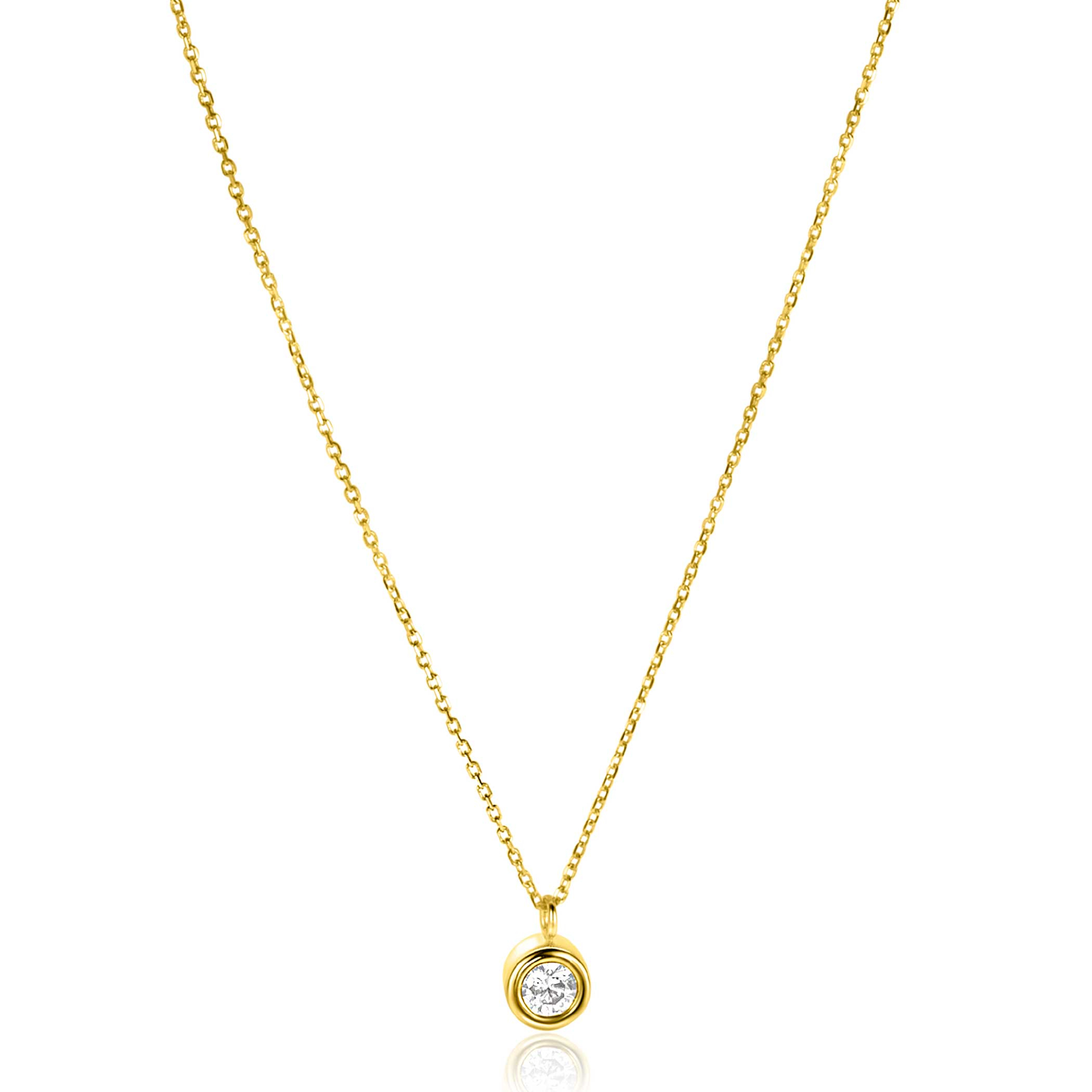 ZINZI GOLD collier met hanger zirc.gladde zetting