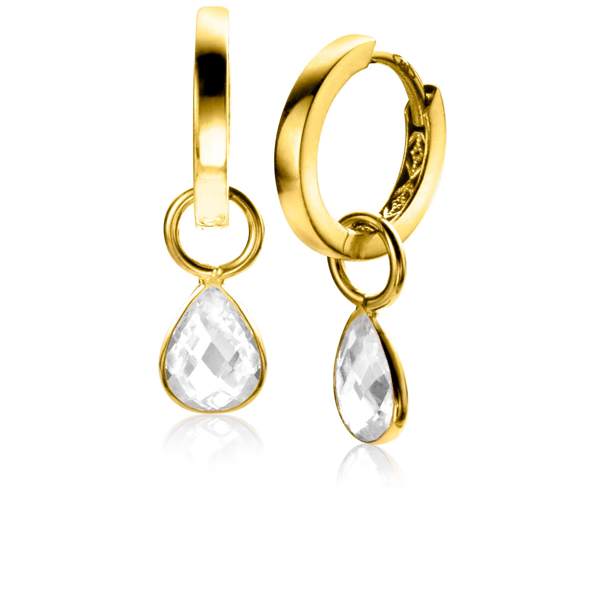 ZINZI GOLD oorbedels peer zirconia