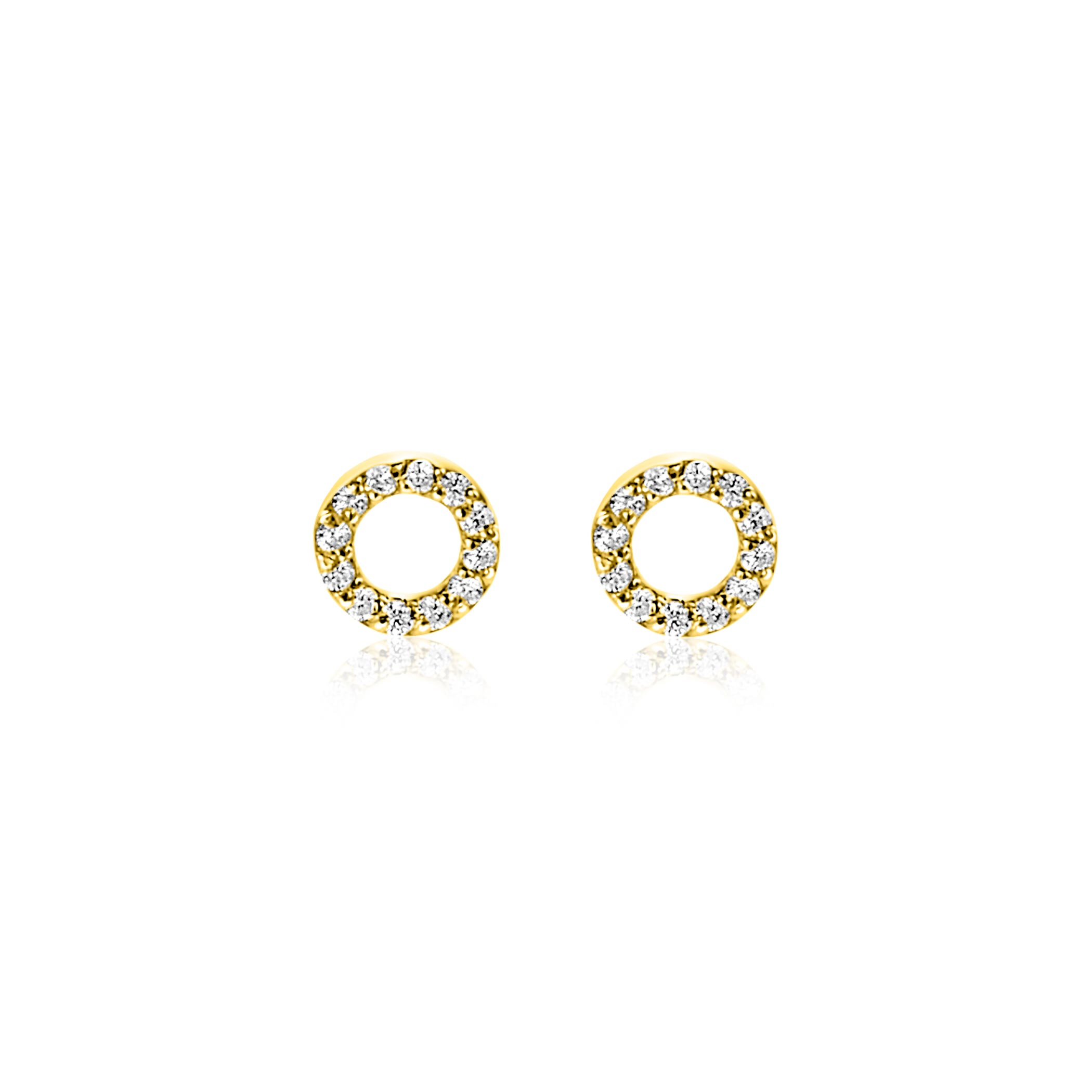ZINZI GOLD oorknopjes rond open zirconia's 5.5mm