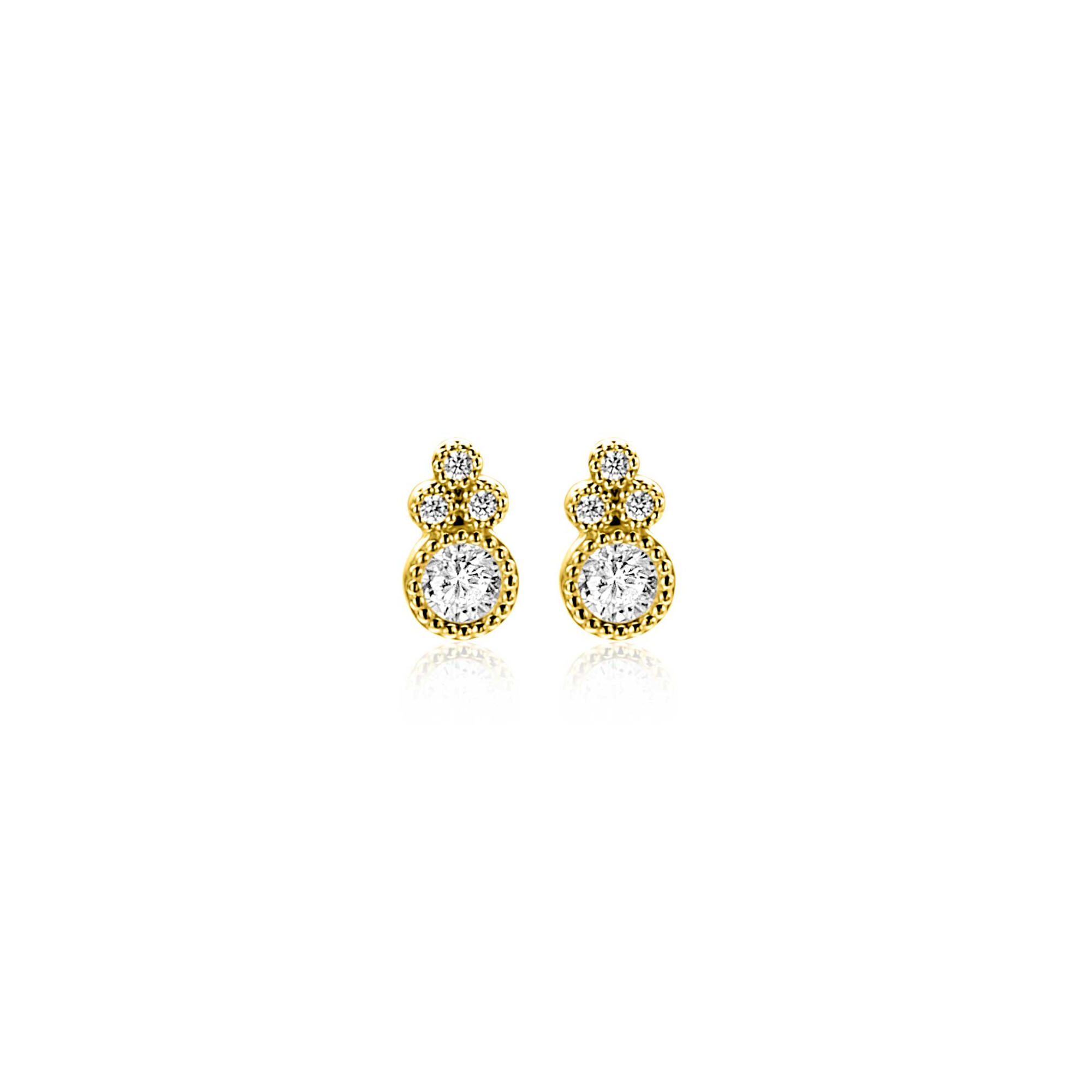 ZINZI GOLD oorknopjes fantasie met zirconia's