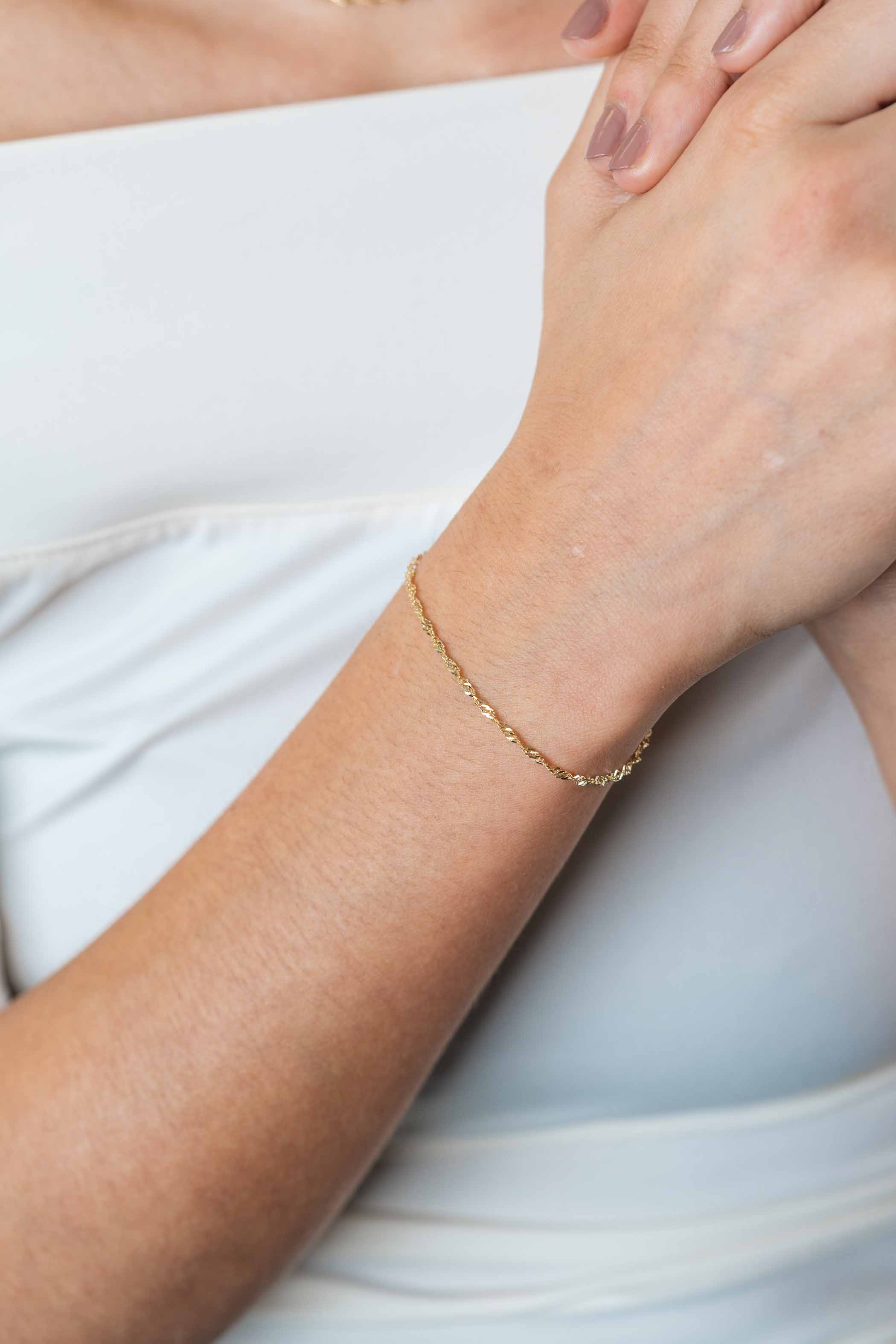 ZINZI Gold 14-Karat massives goldenes Singapur-Armband 1,8 mm breit, 17-19 cm lang, ZGA501