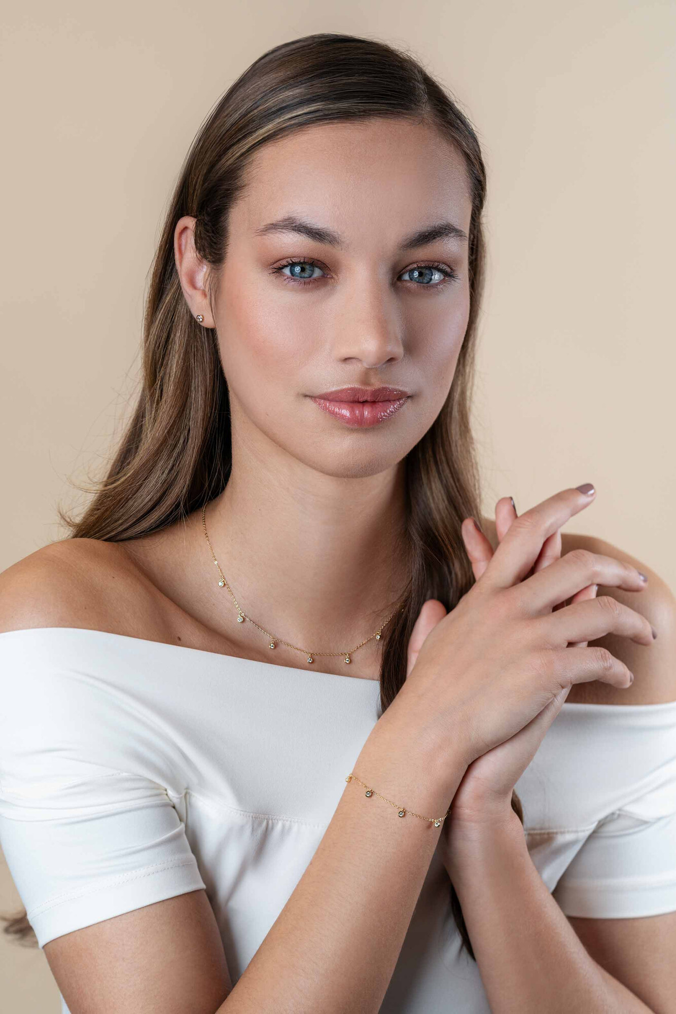 ZINZI GOLD armband met 7 zirc.hangertjes