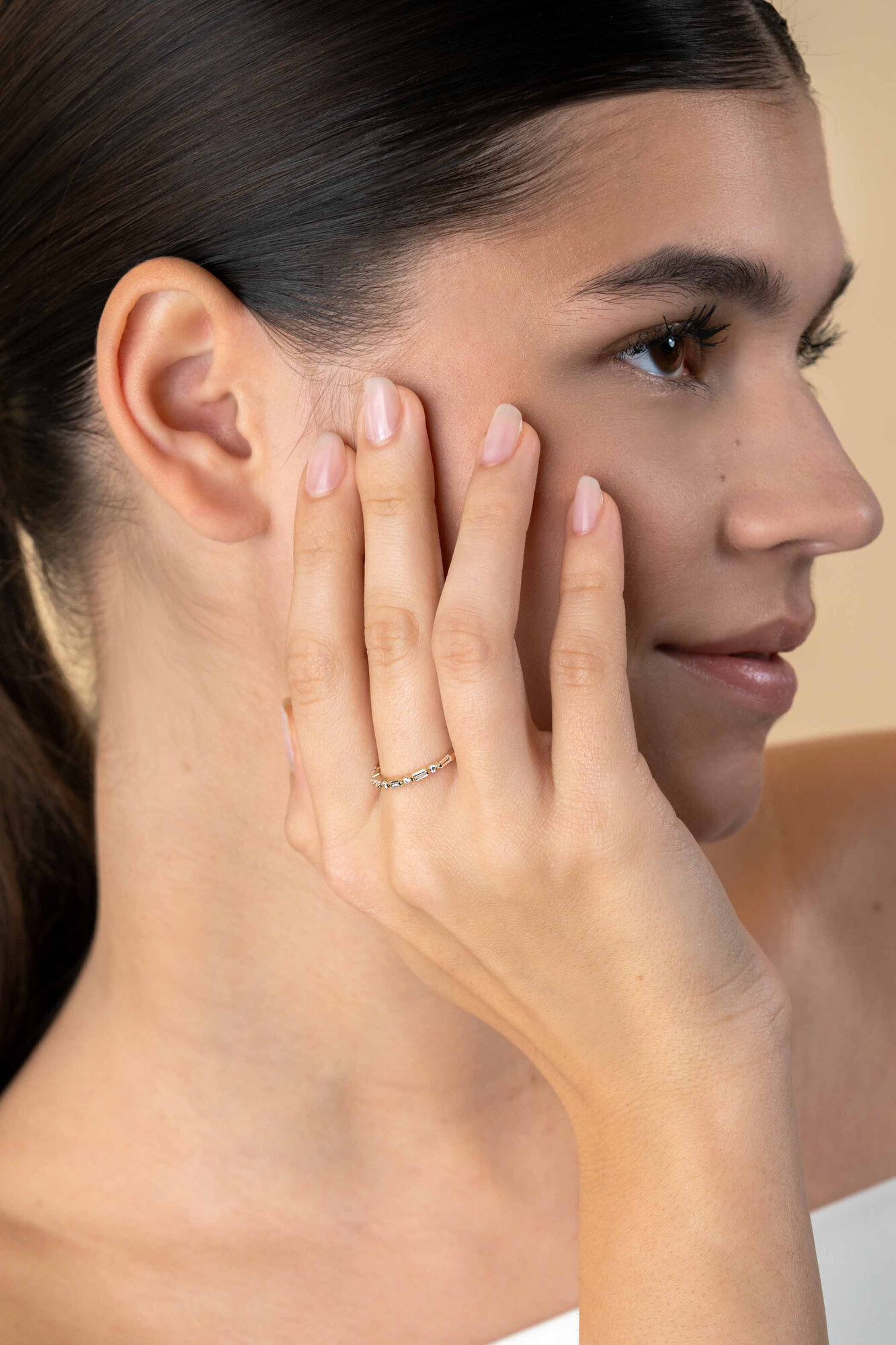 ZINZI GOLD rijring afwisselend zirc/baquettes mt.58