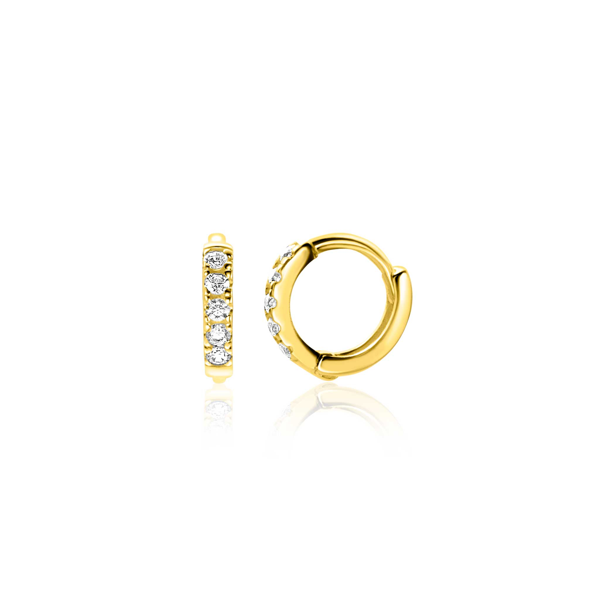 ZINZI GOLD klapcreolen met zirconia's 8.5x1.6mm