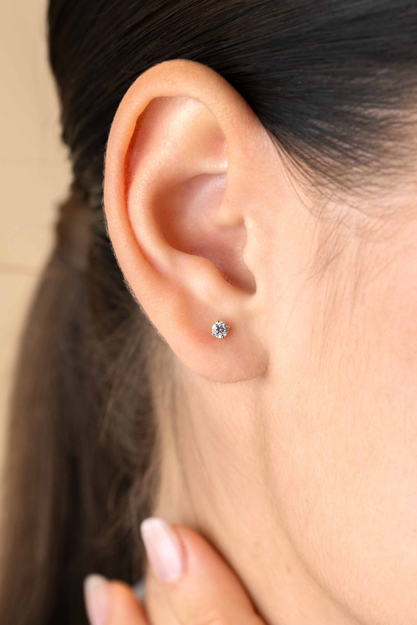 ZINZI GOLD oorknopjes vierpoot chaton zirc.3mm