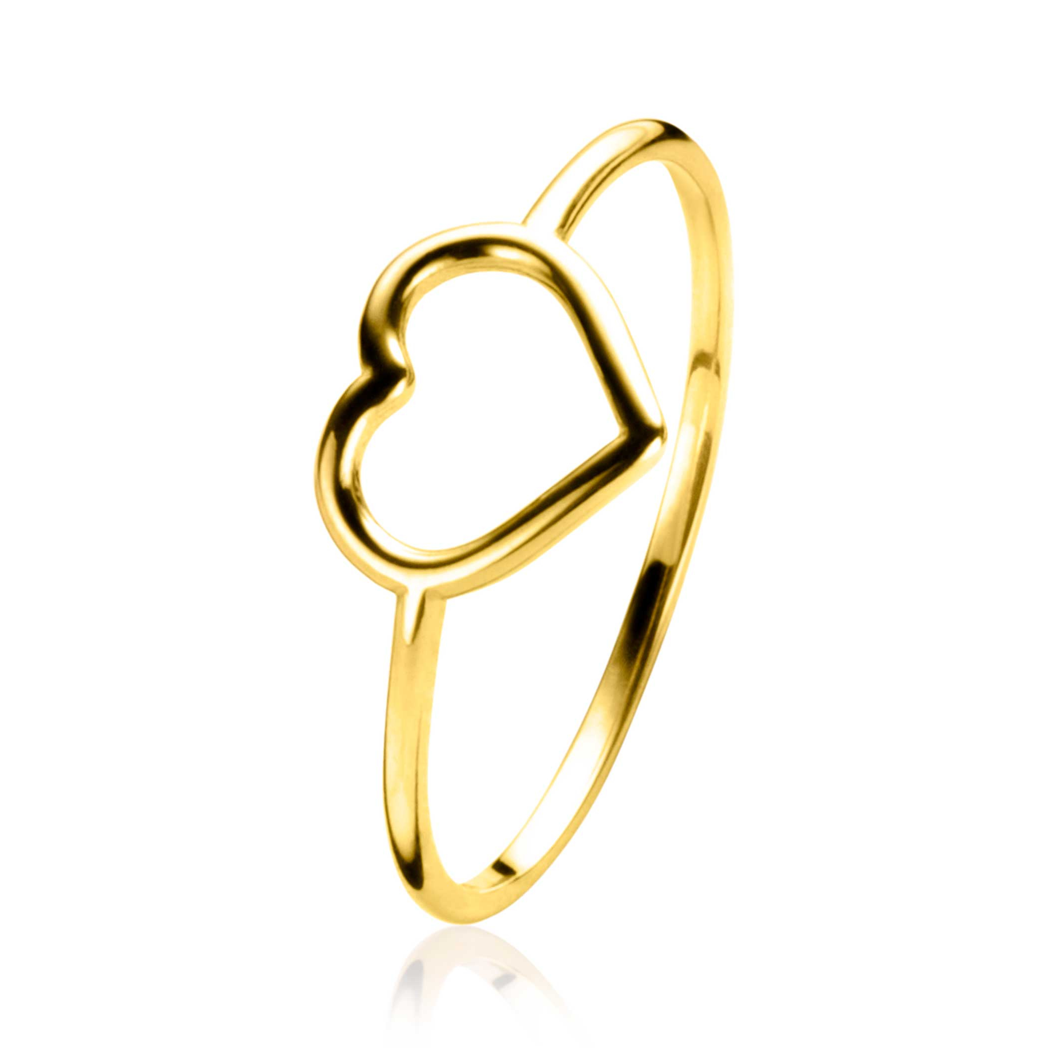 ZINZI Gold ring met open hartvorm mt. 58