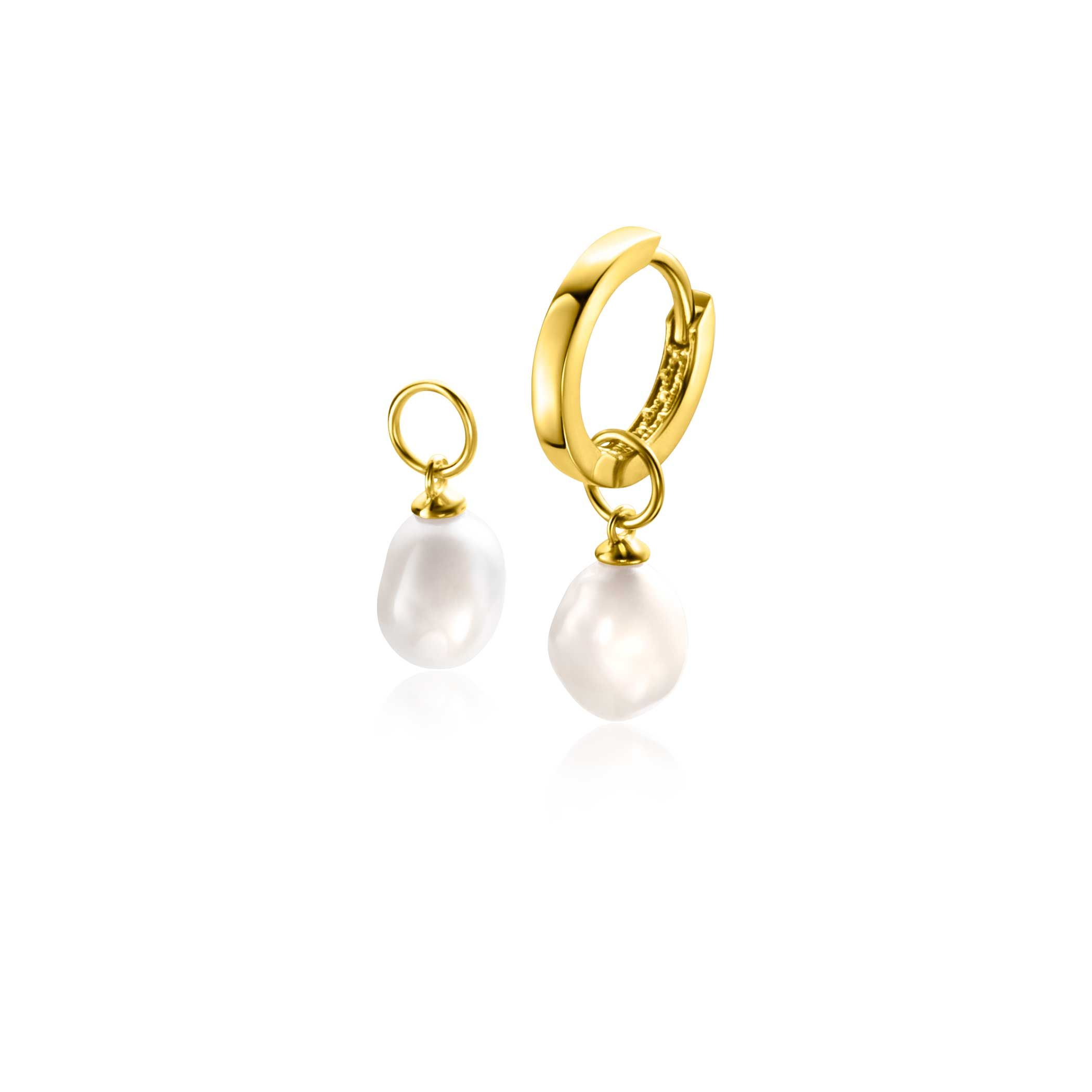 ZINZI GOLD oorbedels zoetwaterparel 6,5mm