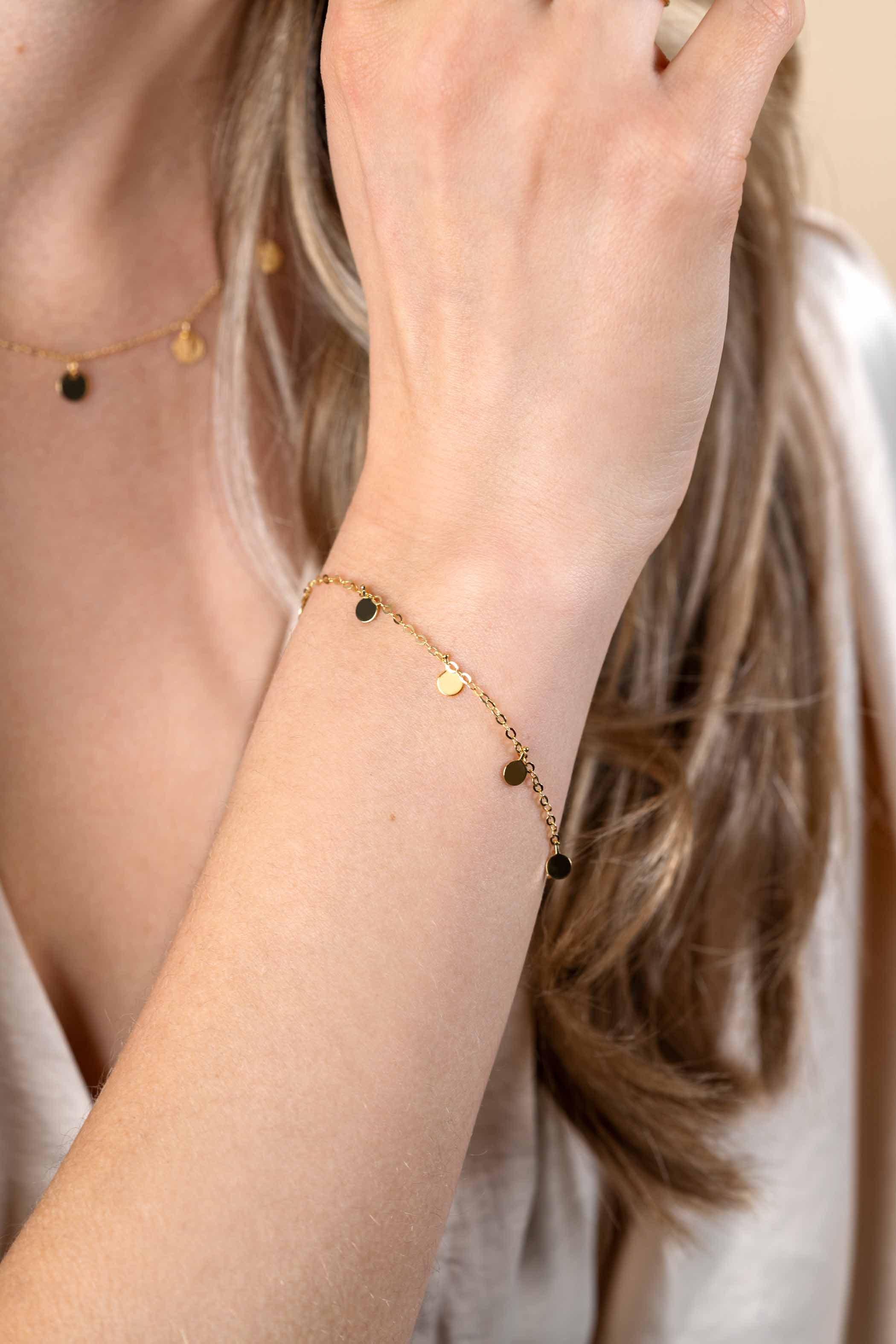 ZINZI 14 Karat Gold Armband runde Plättchen ZGA167