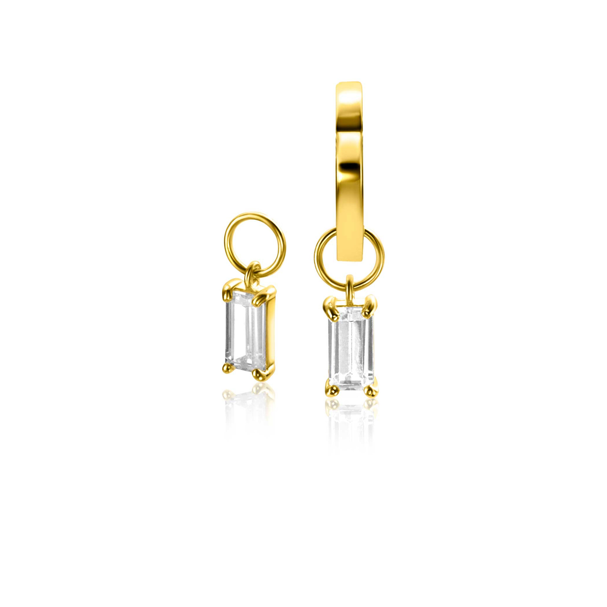 ZINZI GOLD oorbedels baguette zirconia