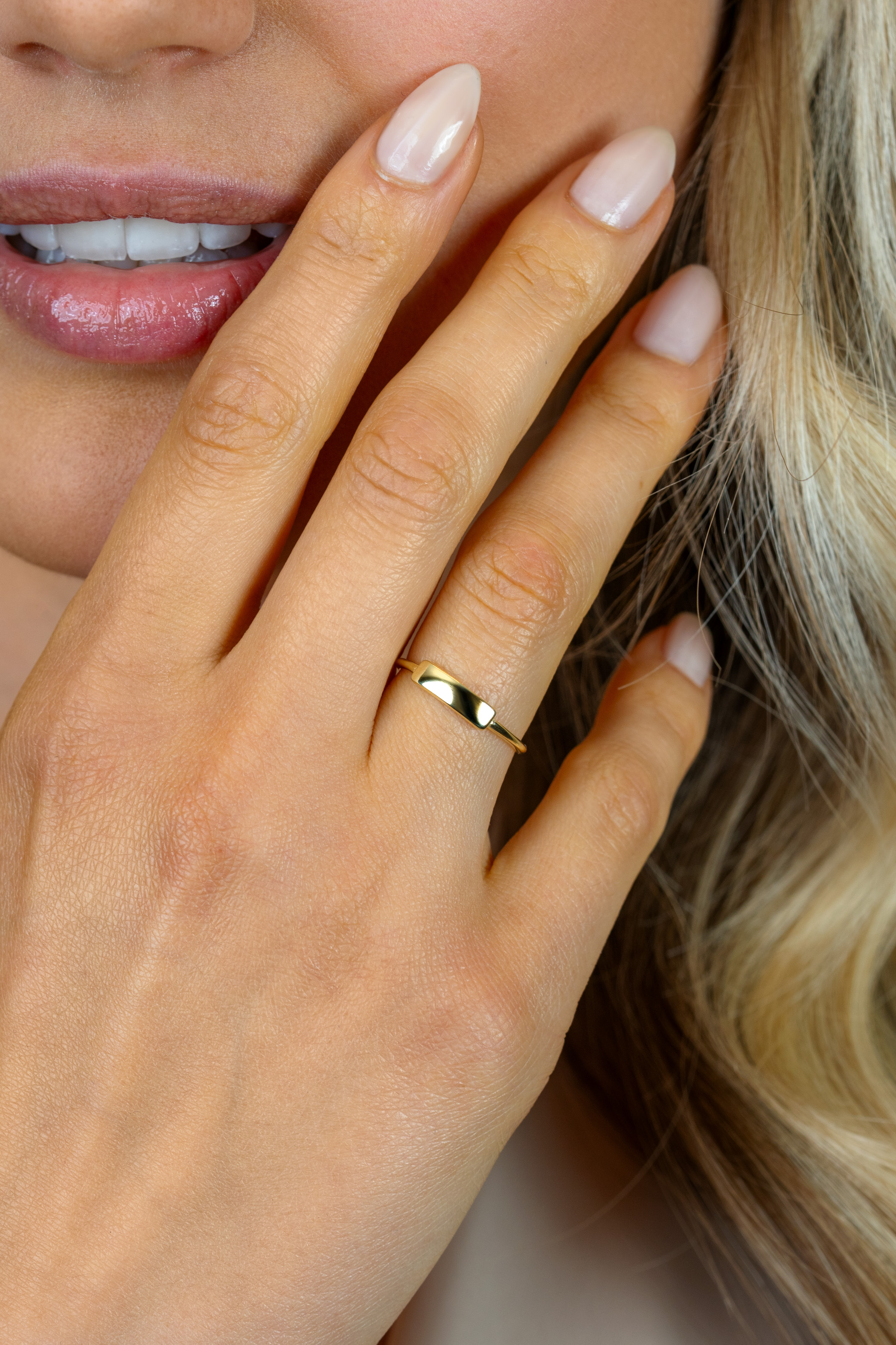 ZINZI Gold ring  met lang plaatje mt.52