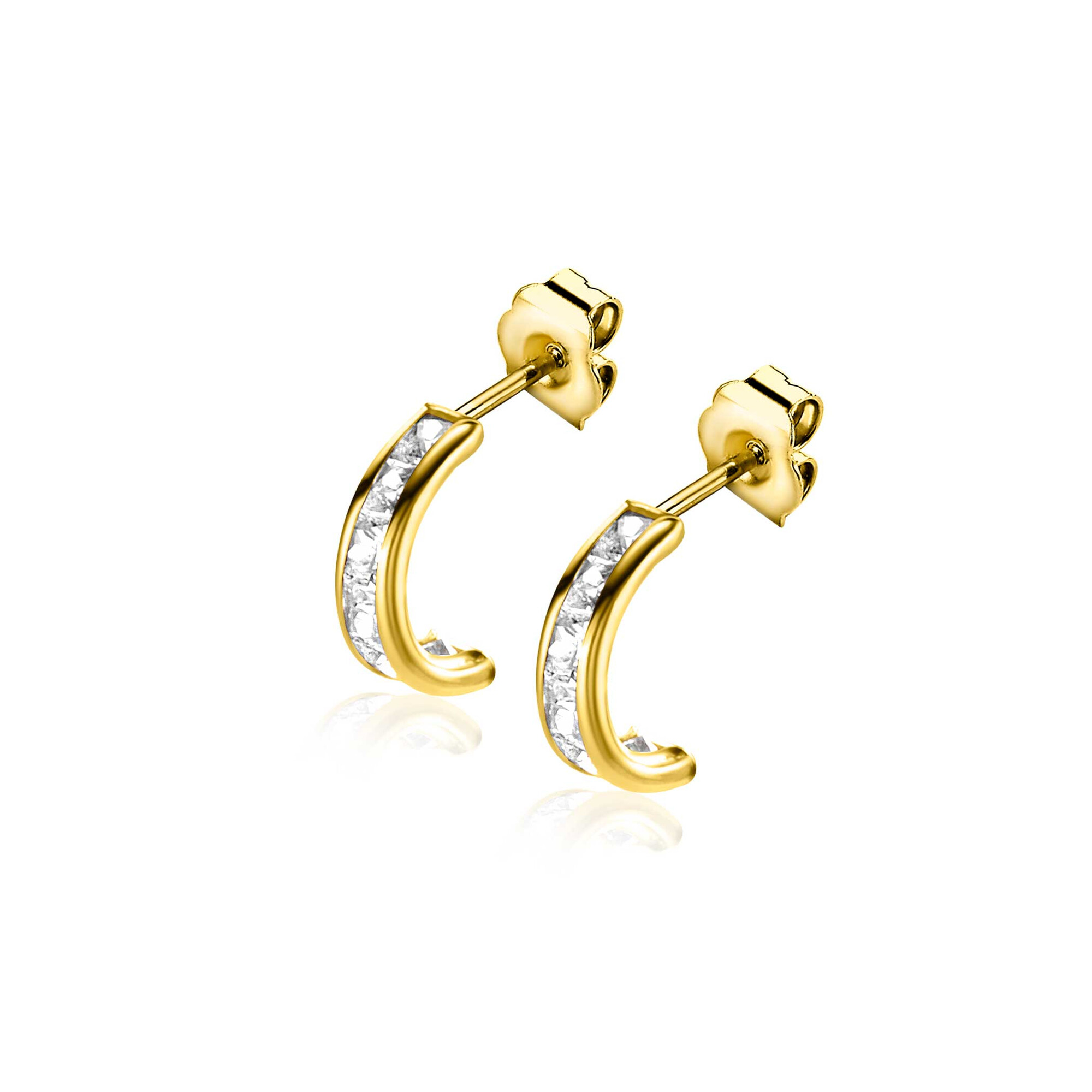 ZINZI GOLD oorstekers rond zirc.railzetting 8x2.5mm