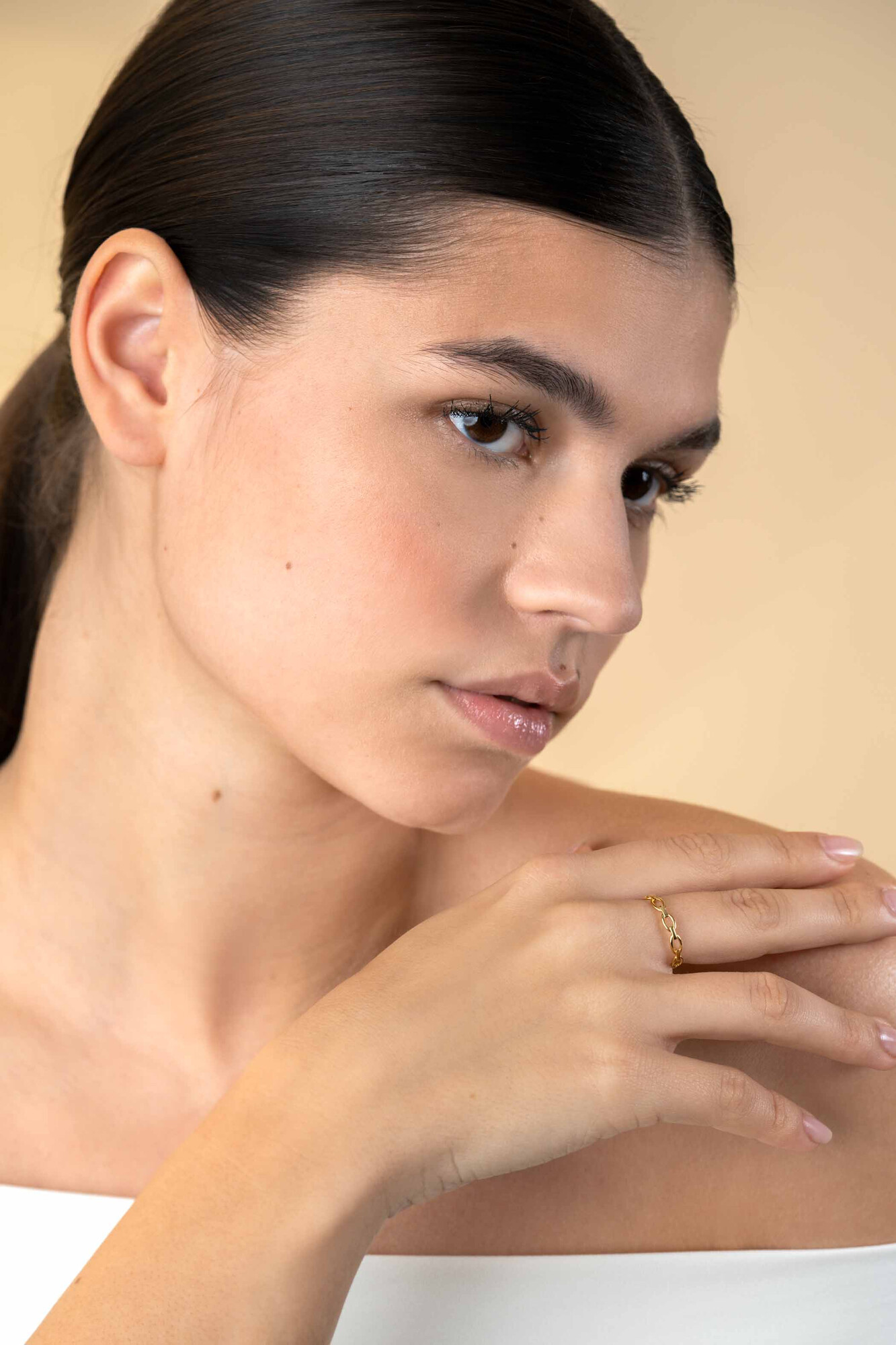 ZINZI Gold ring fantasie schakels 3.1mm mt.58