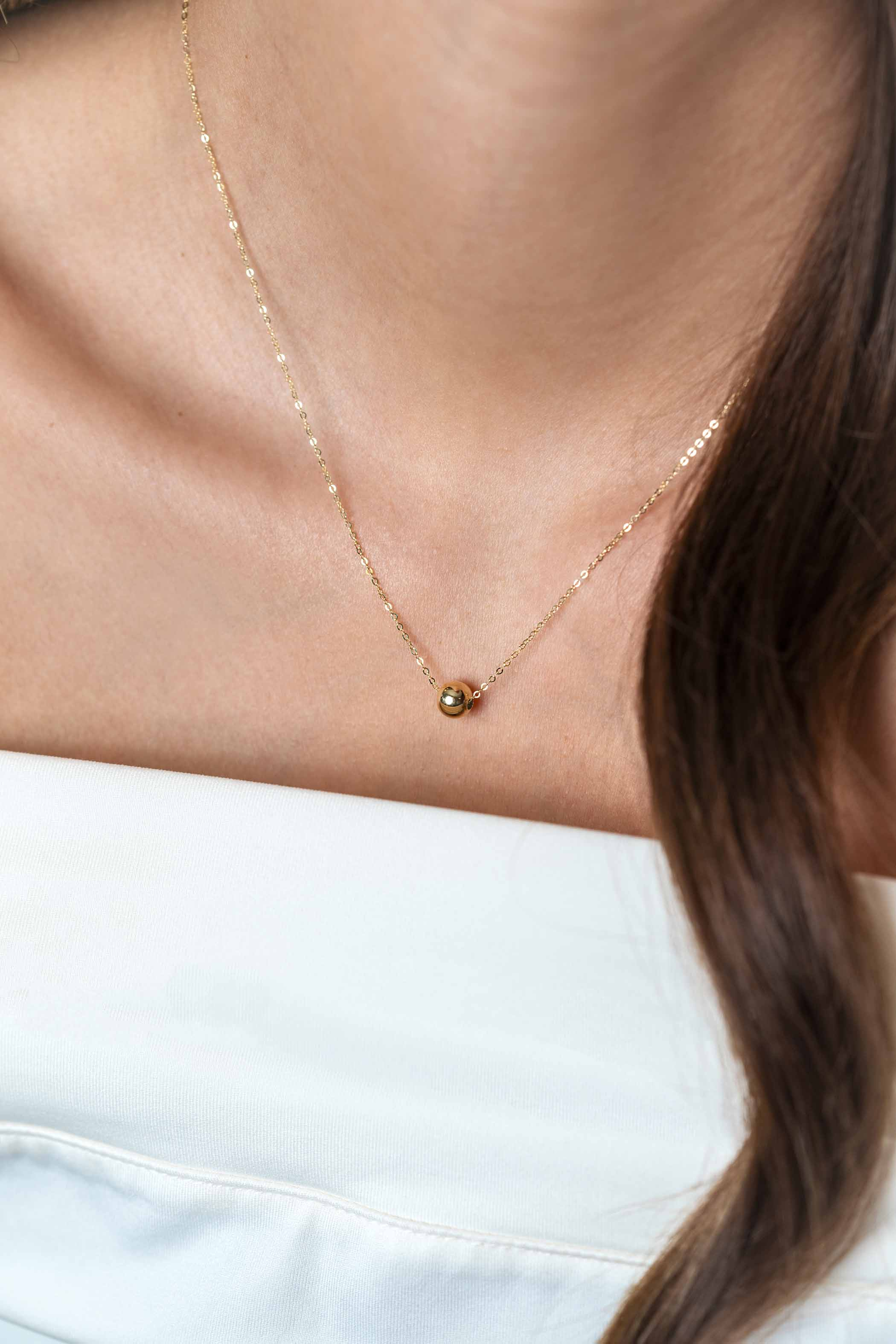 ZINZI Gold 14 Karat goldene Gliederkette mit elegantem glattem Kugel von 6mm, 42-45cm ZGC505
