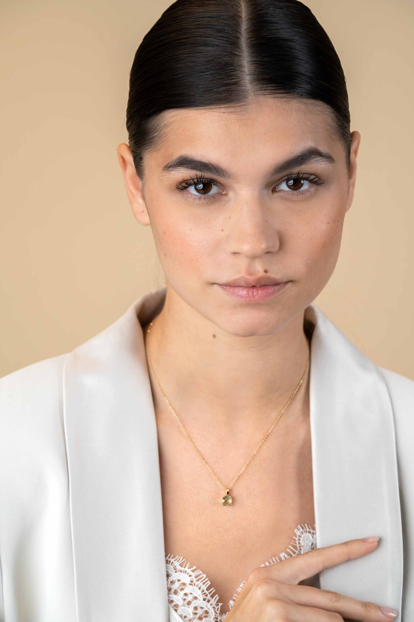 ZINZI GOLD collier met vk groene amethist hanger