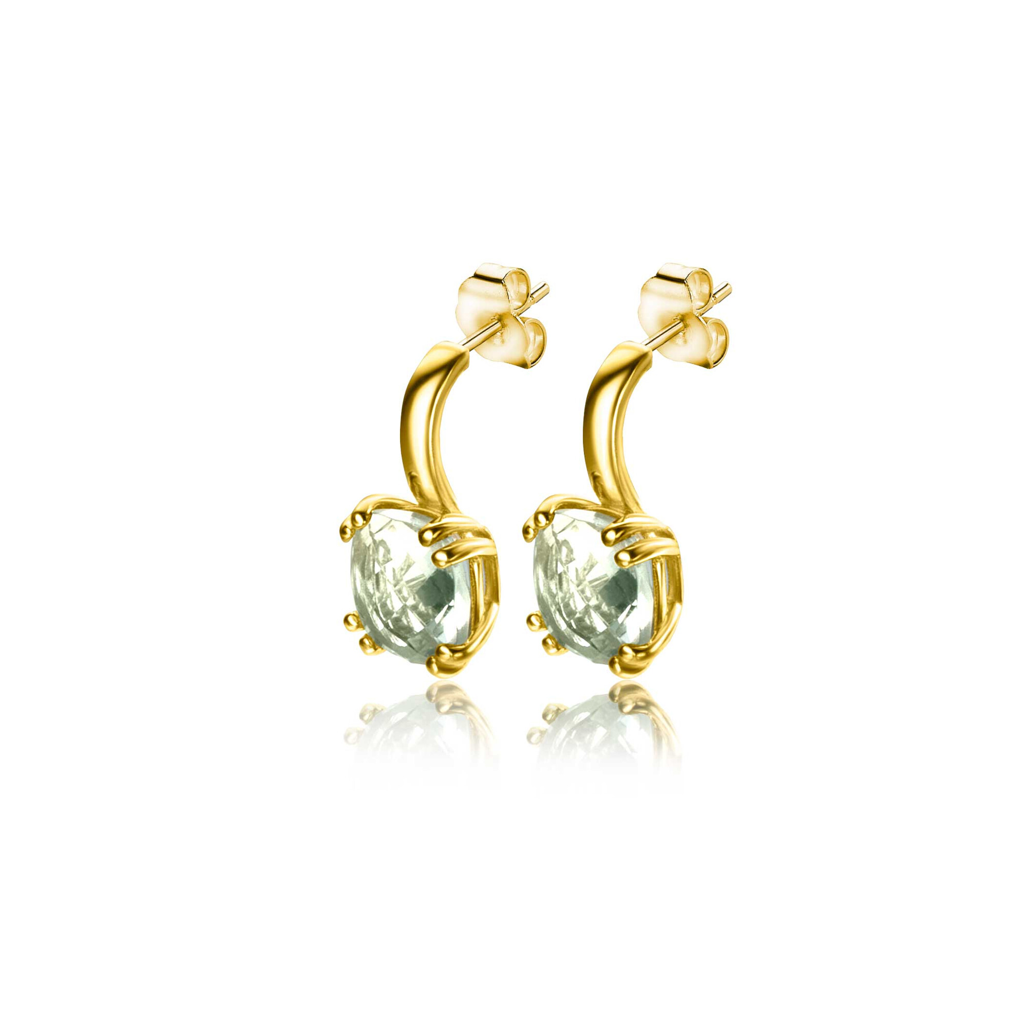ZINZI GOLD oorstekers met vk groene amethist