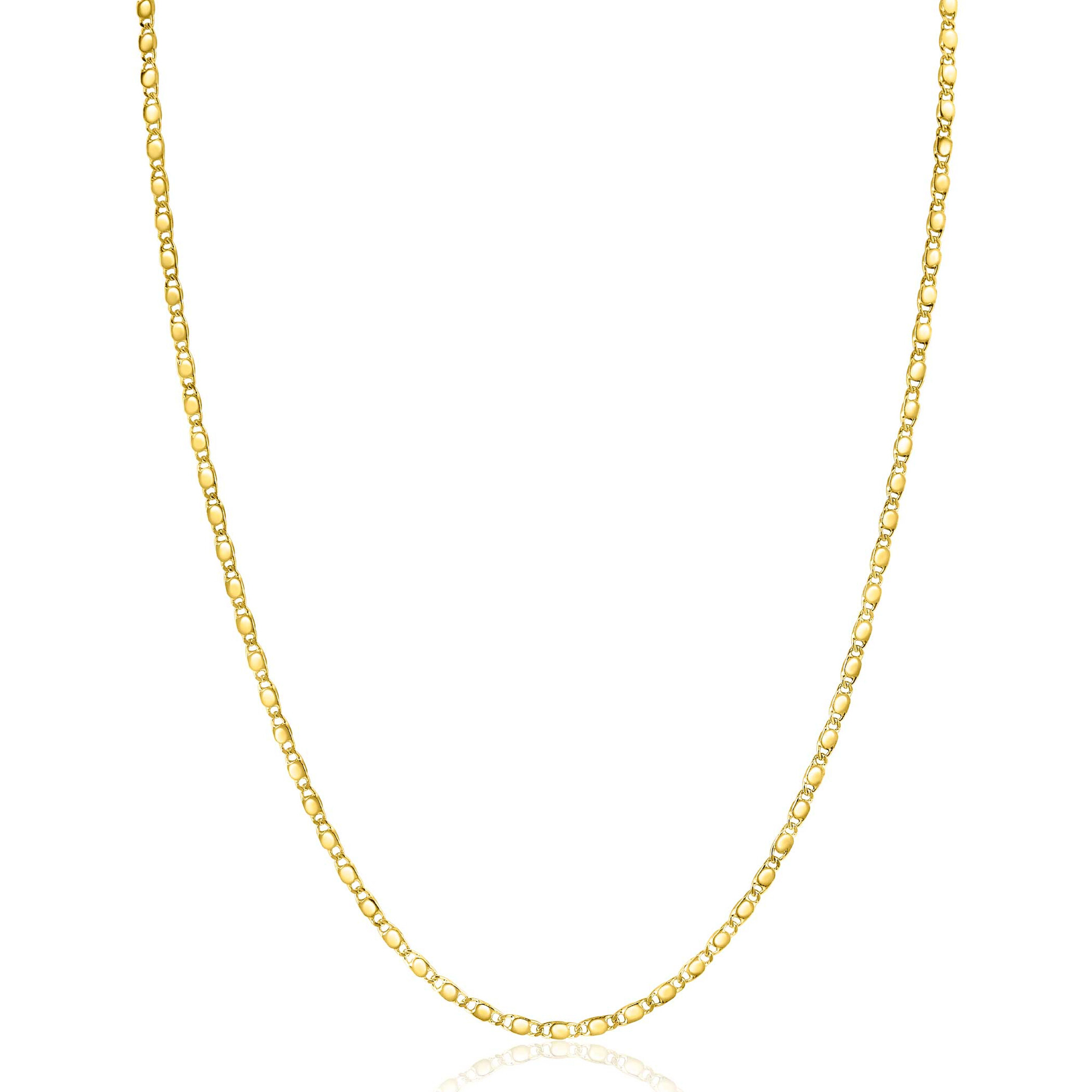 ZINZI Gold 14 Karat massive Goldkette mit glänzenden Fantasieplättchen, 1,7mm breit, 41-43cm lang ZGC497
