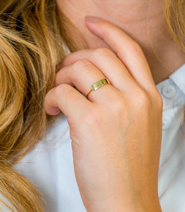 ZINZI Gold 14 Karat Gold Ring Rechteck Plättchen ZGR176