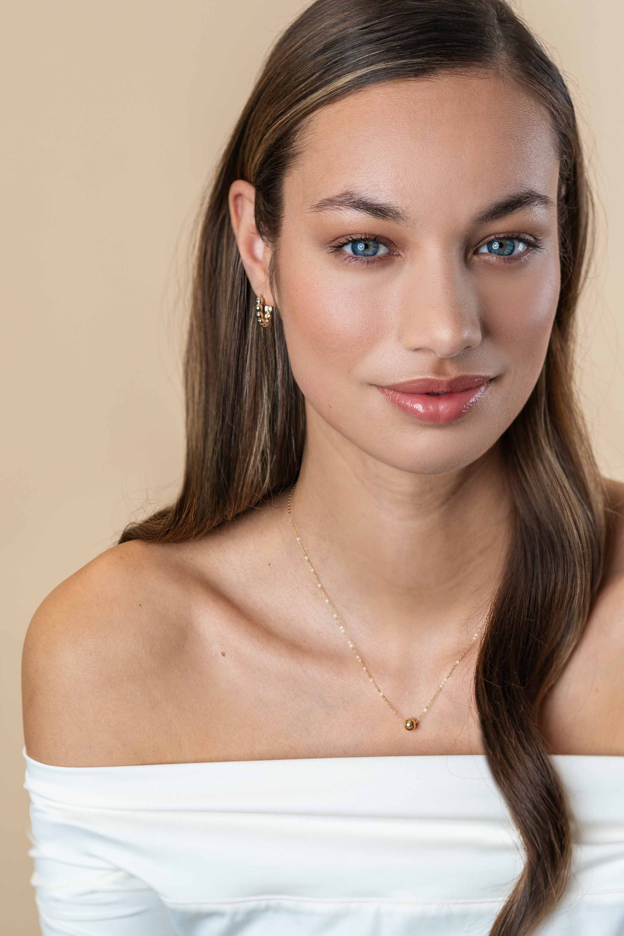 ZINZI Gold 14 Karat goldene Gliederkette mit elegantem glattem Kugel von 6mm, 42-45cm ZGC505
