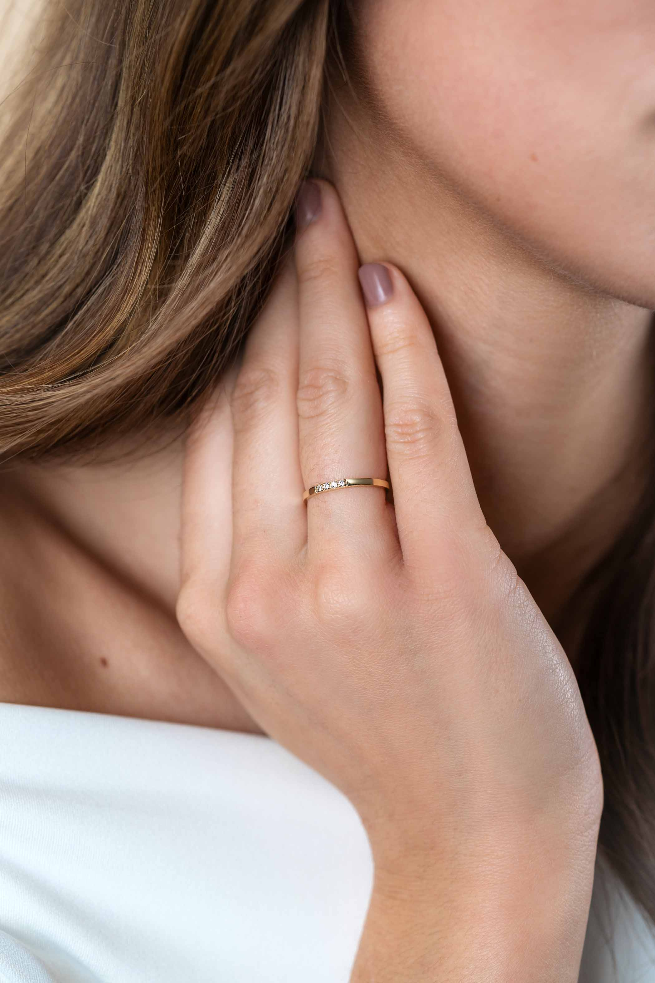 ZINZI GOLD rijring met 4x zirconia maat 58