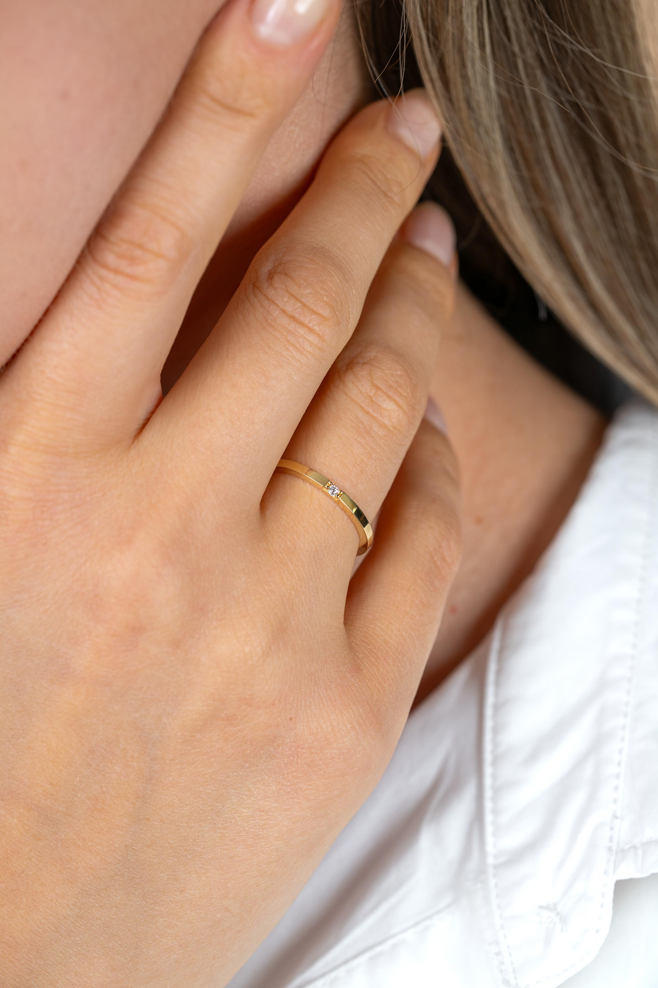 ZINZI GOLD rijring met 1 zirconia maat 52