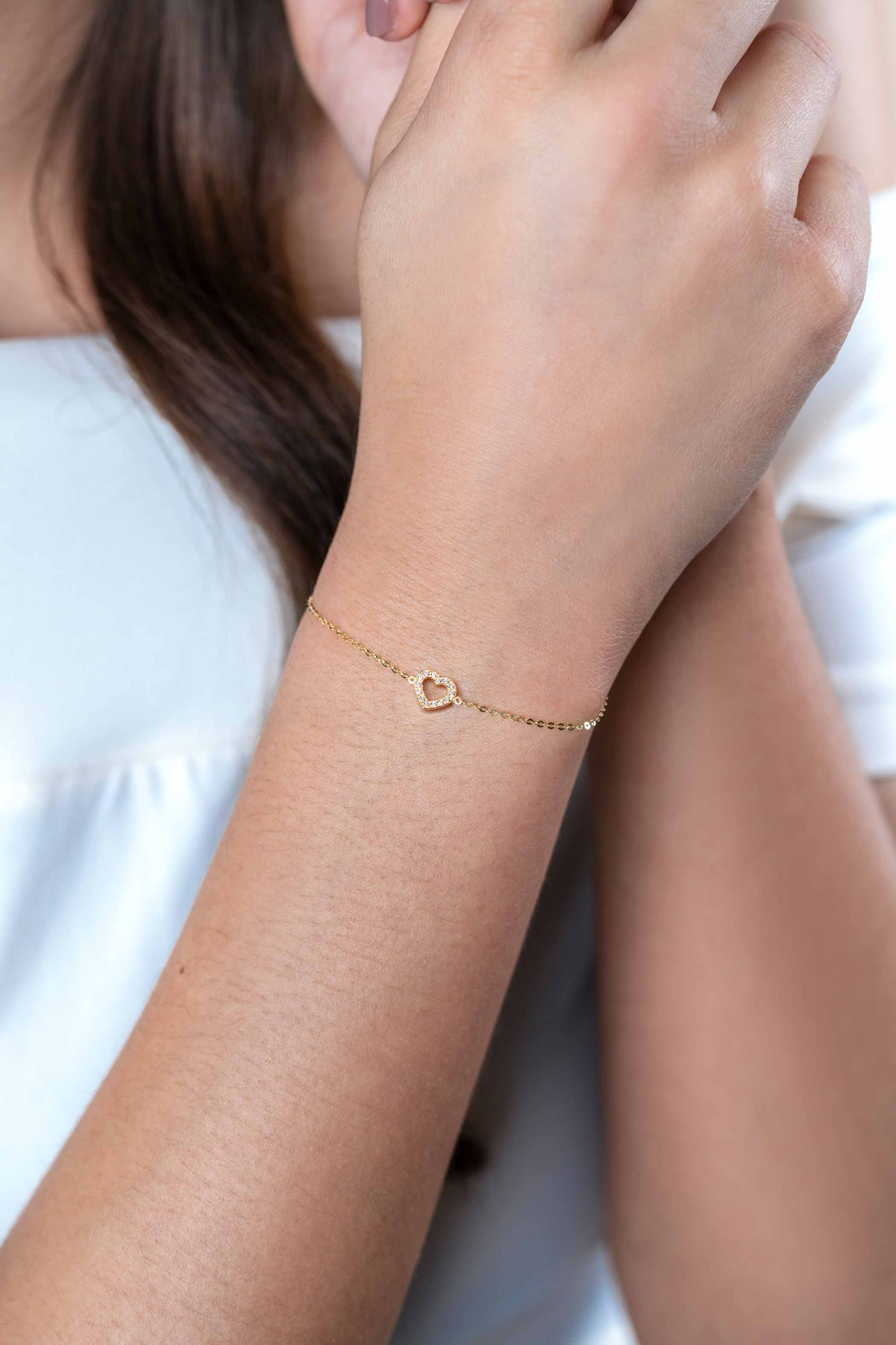 ZINZI GOLD armband met open hartje zirconia's