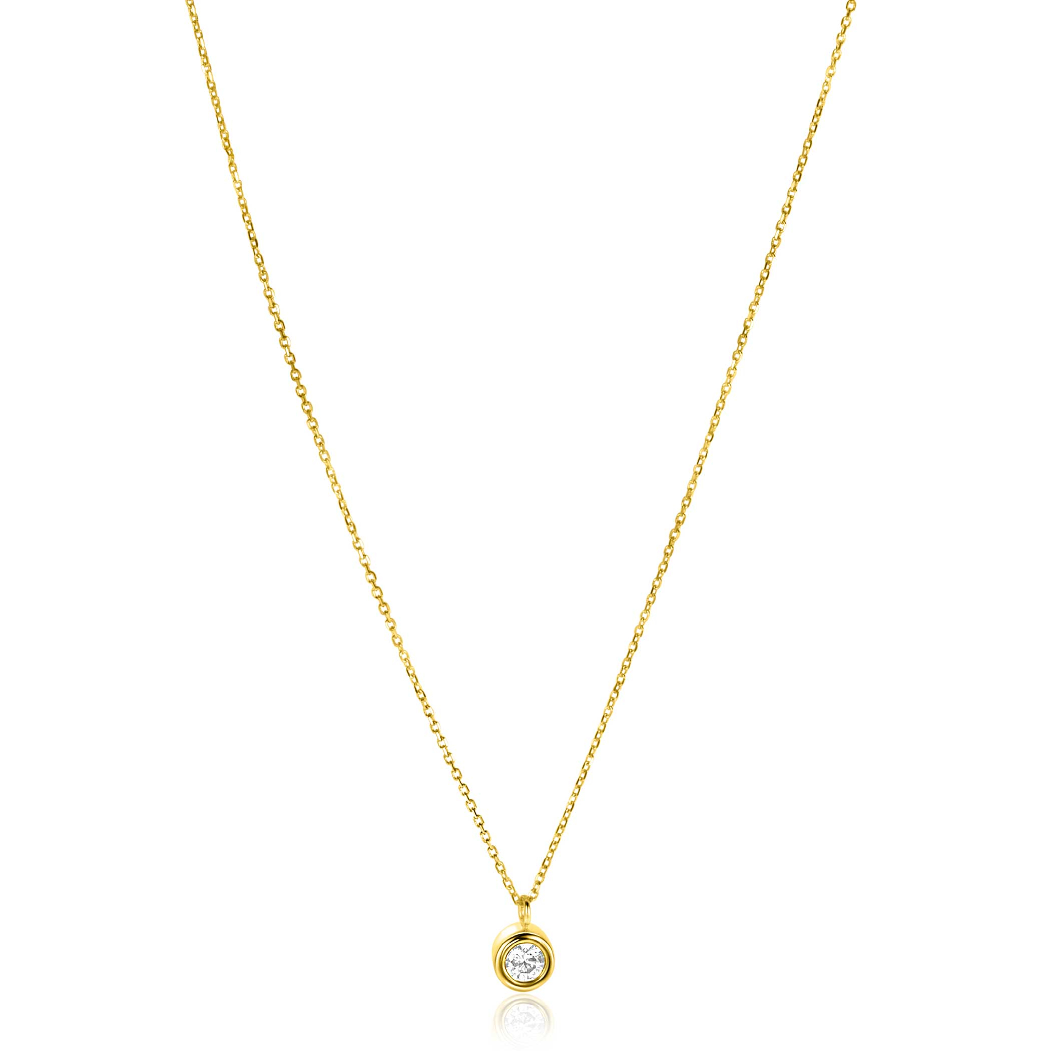 ZINZI GOLD collier met hanger zirc.gladde zetting