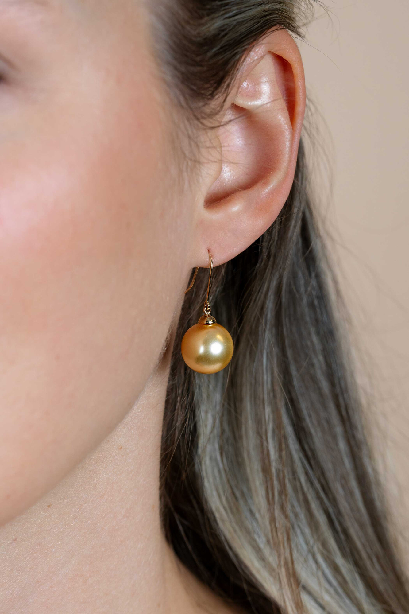30mm ZINZI Gold 14 Karat goldene Ohrhänger mit runder goldfarbener Swarovski-Kristallperle 12mm ZGO25G