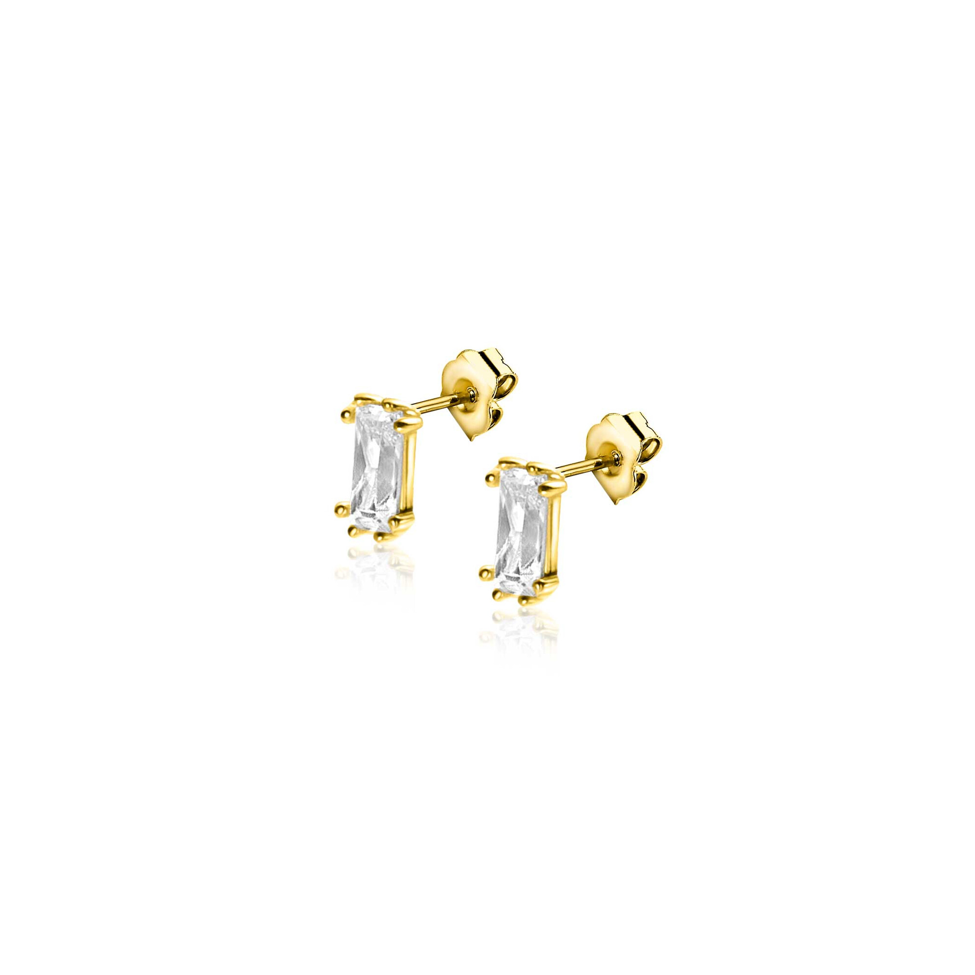 ZINZI GOLD oorknopjes baquette zirc. 5x2.7mm