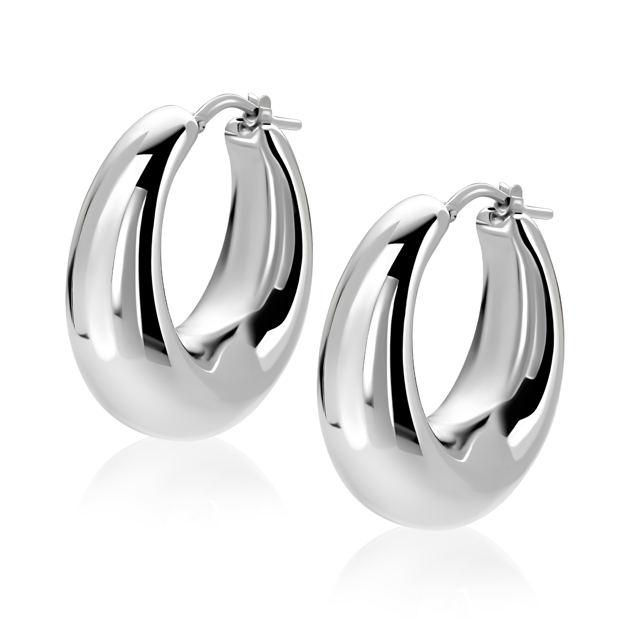 ZINZI zlv. oorringen ovaal aflopend 31x14mm