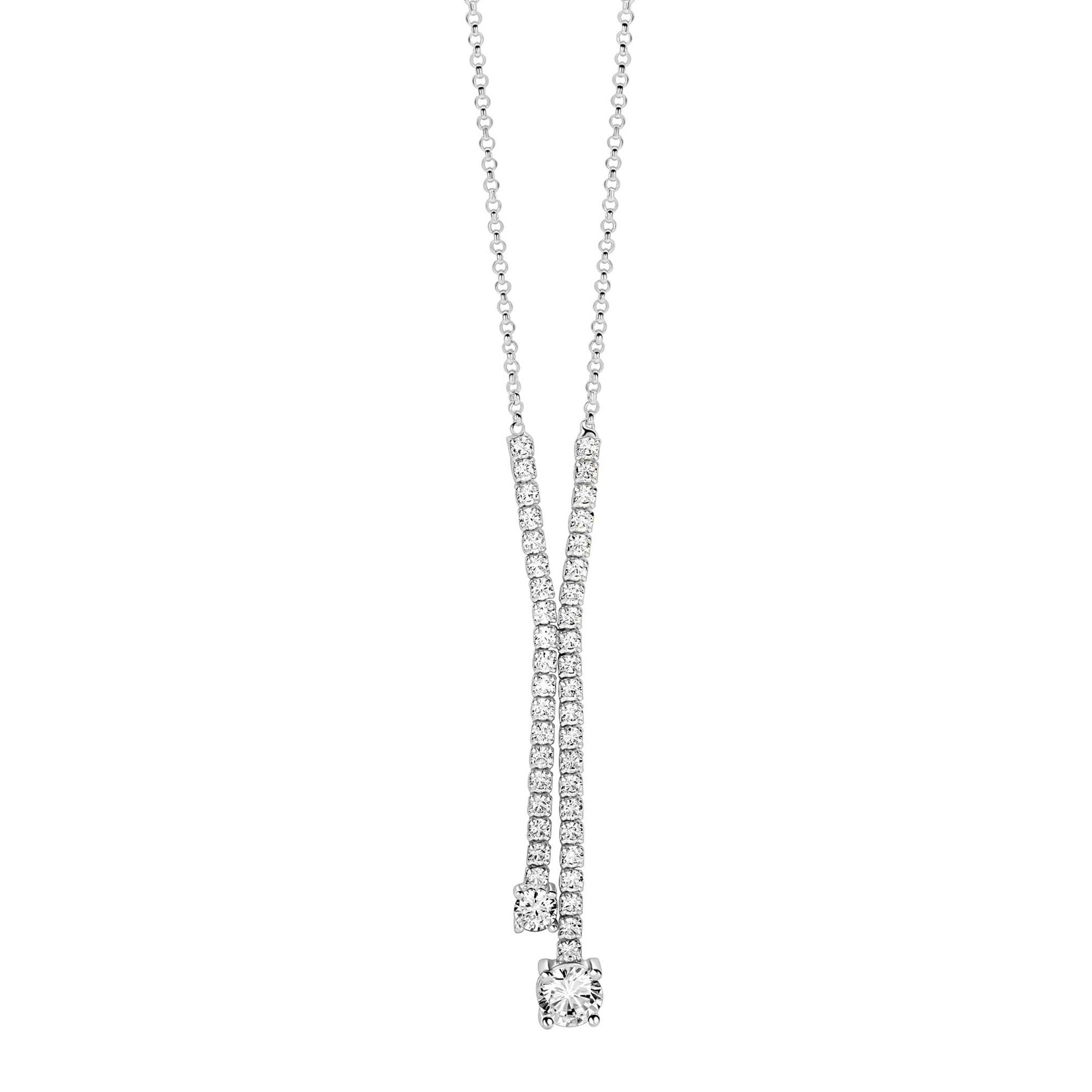 ZINZI zlv. Y-collier met zirconia's