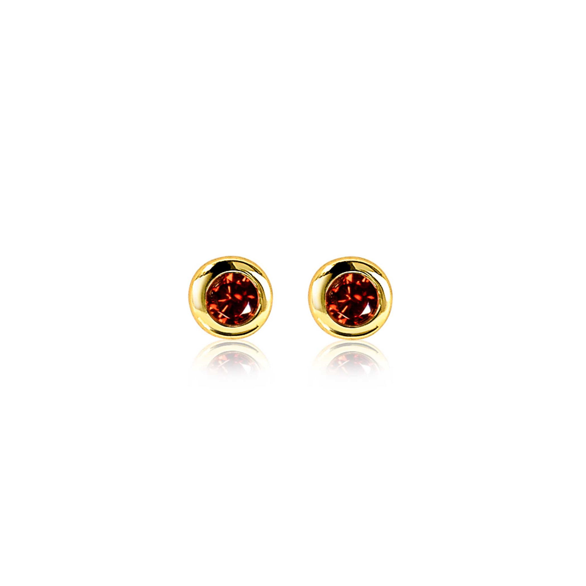 ZINZI zlv. oorknopjes gg.verg.birthstones granaat cz