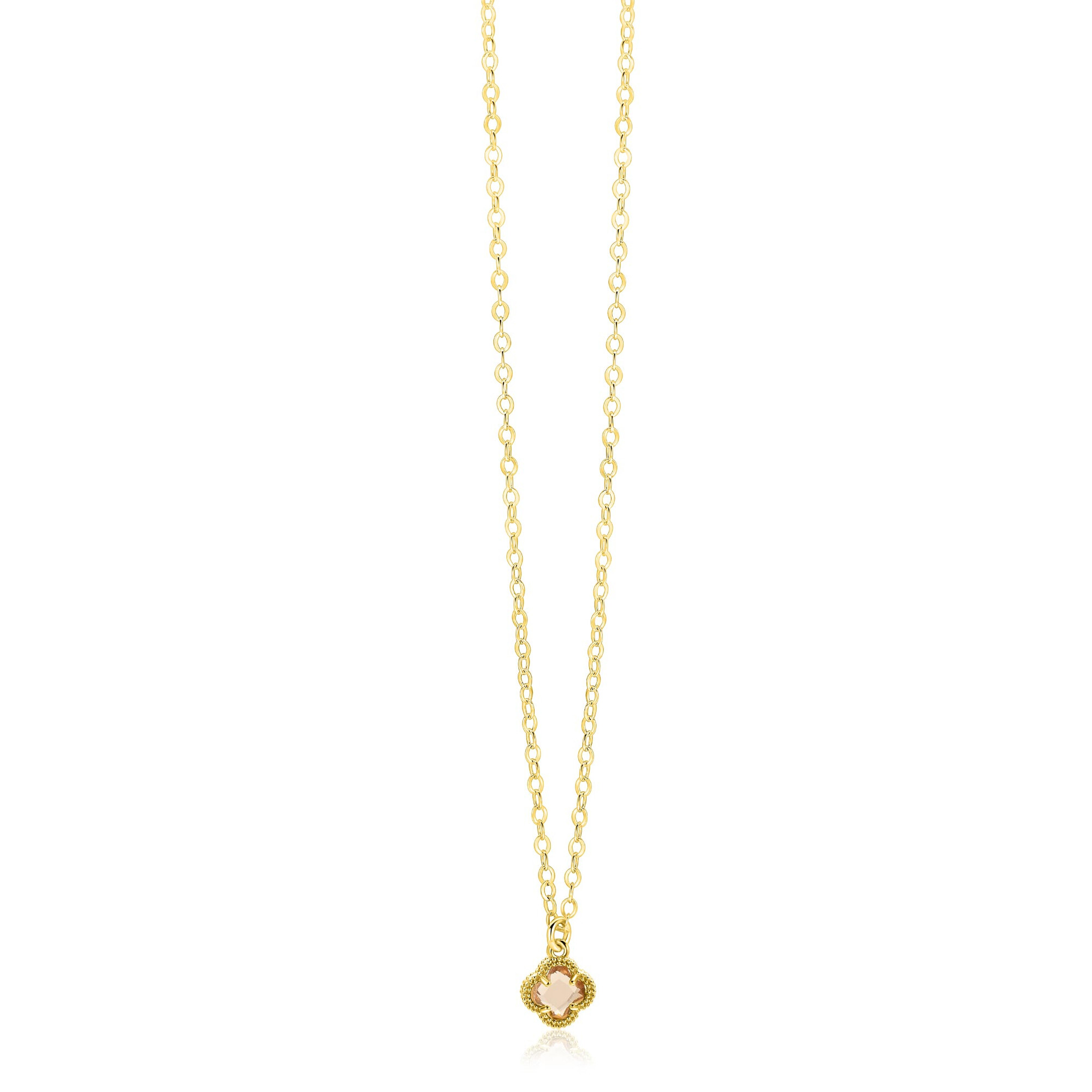 ZINZI zlv. collier gg.verg. met champ.klaver hanger