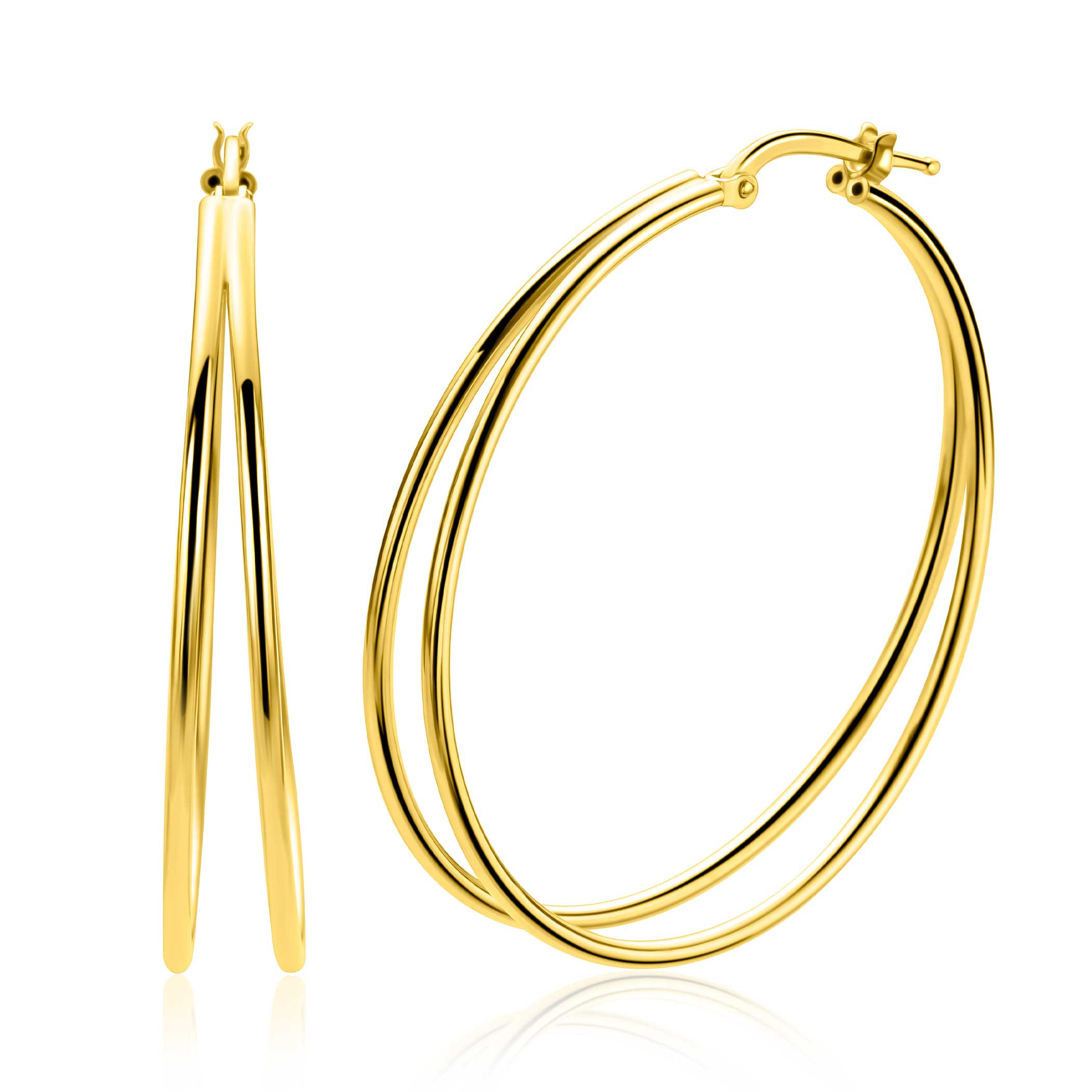 ZINZI zlv. oorringen geel verguld dubbele draad