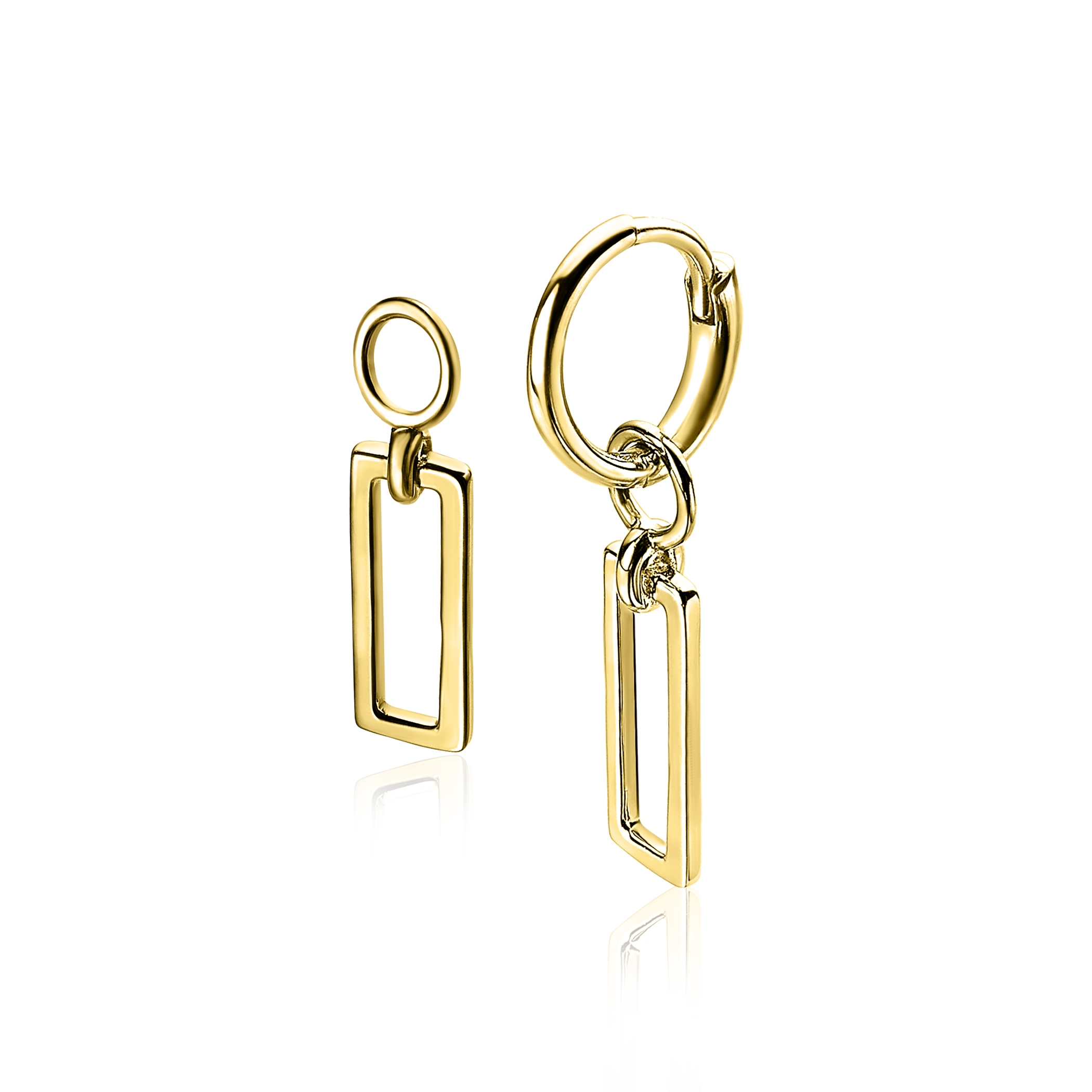 ZINZI silberne Ohrhänger gelb vergoldet offen Rechteck 14mm ZICH1692G