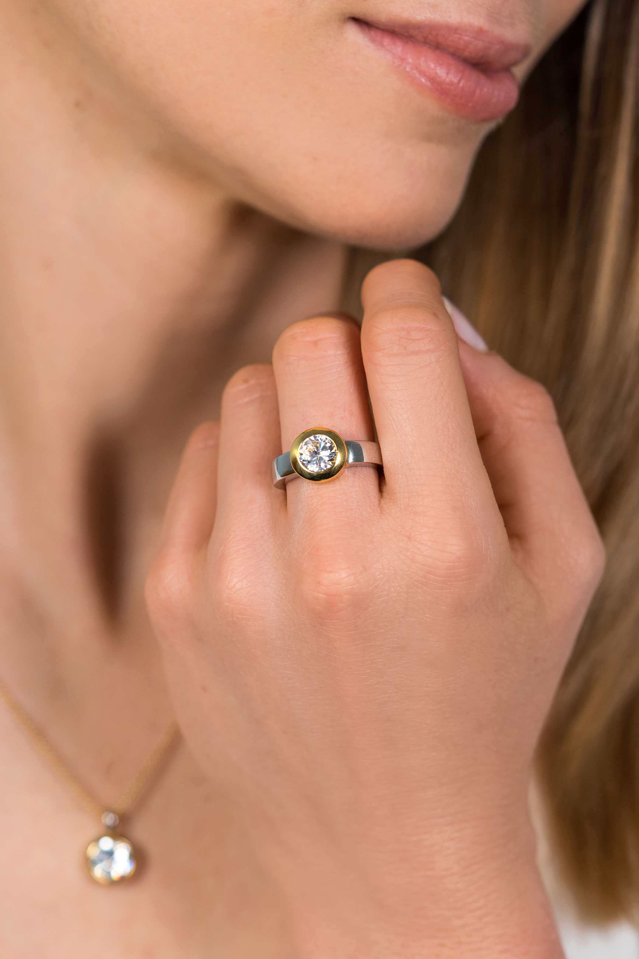 ZINZI silberner Wechselring gelb vergoldet rund ZIR2