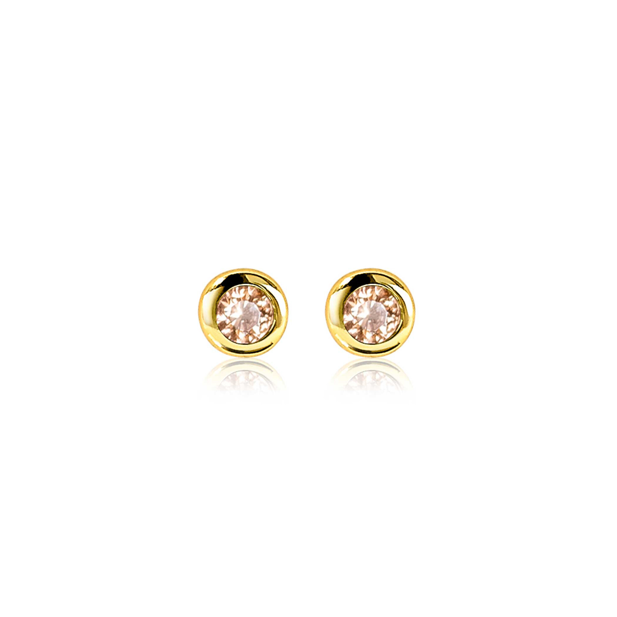 ZINZI zlv. oorknopjes gg.verg.birthstones citrien cz