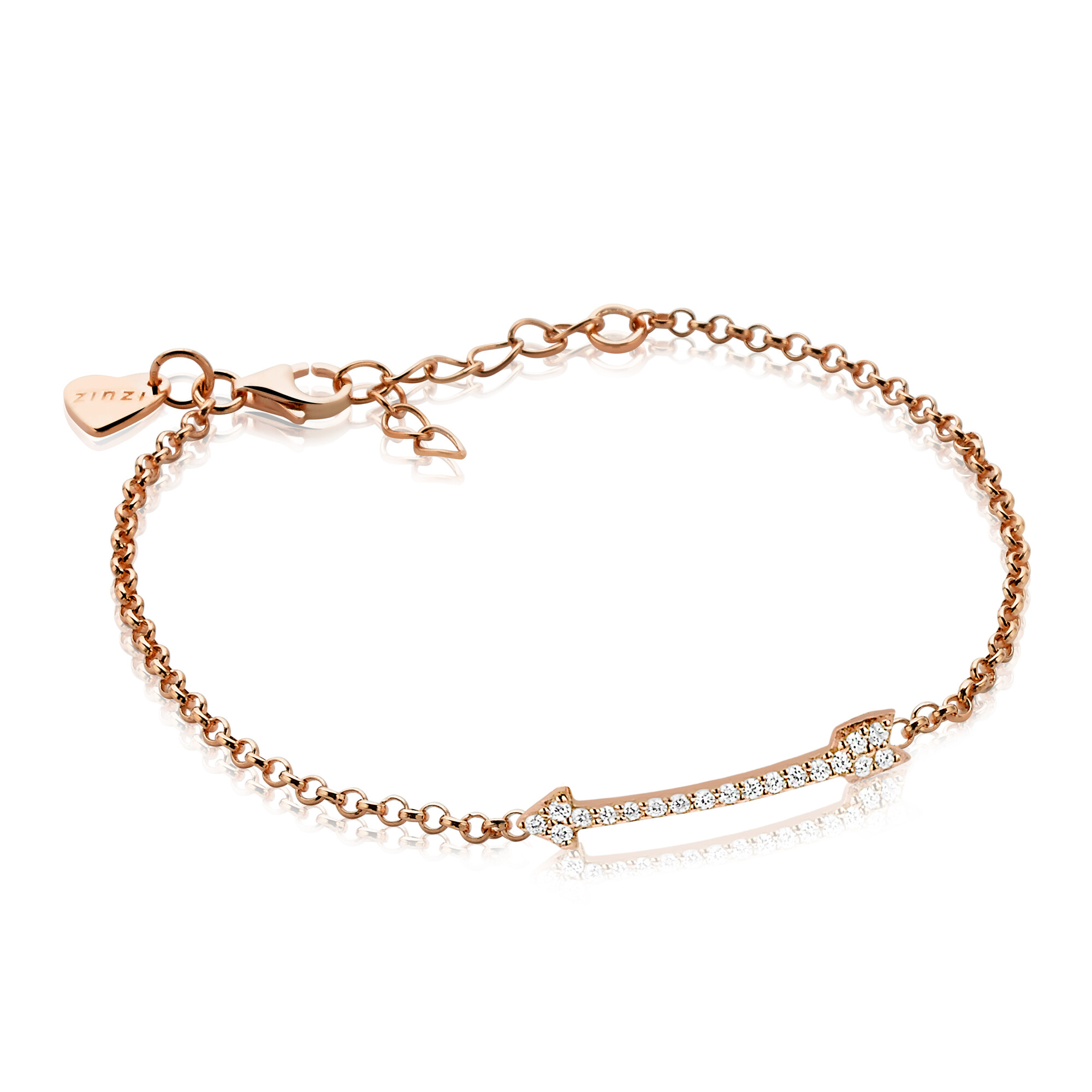 ZINZI silbernes Fantasie Armband rosé vergoldet  weiß 17-20cm ZIA1064R