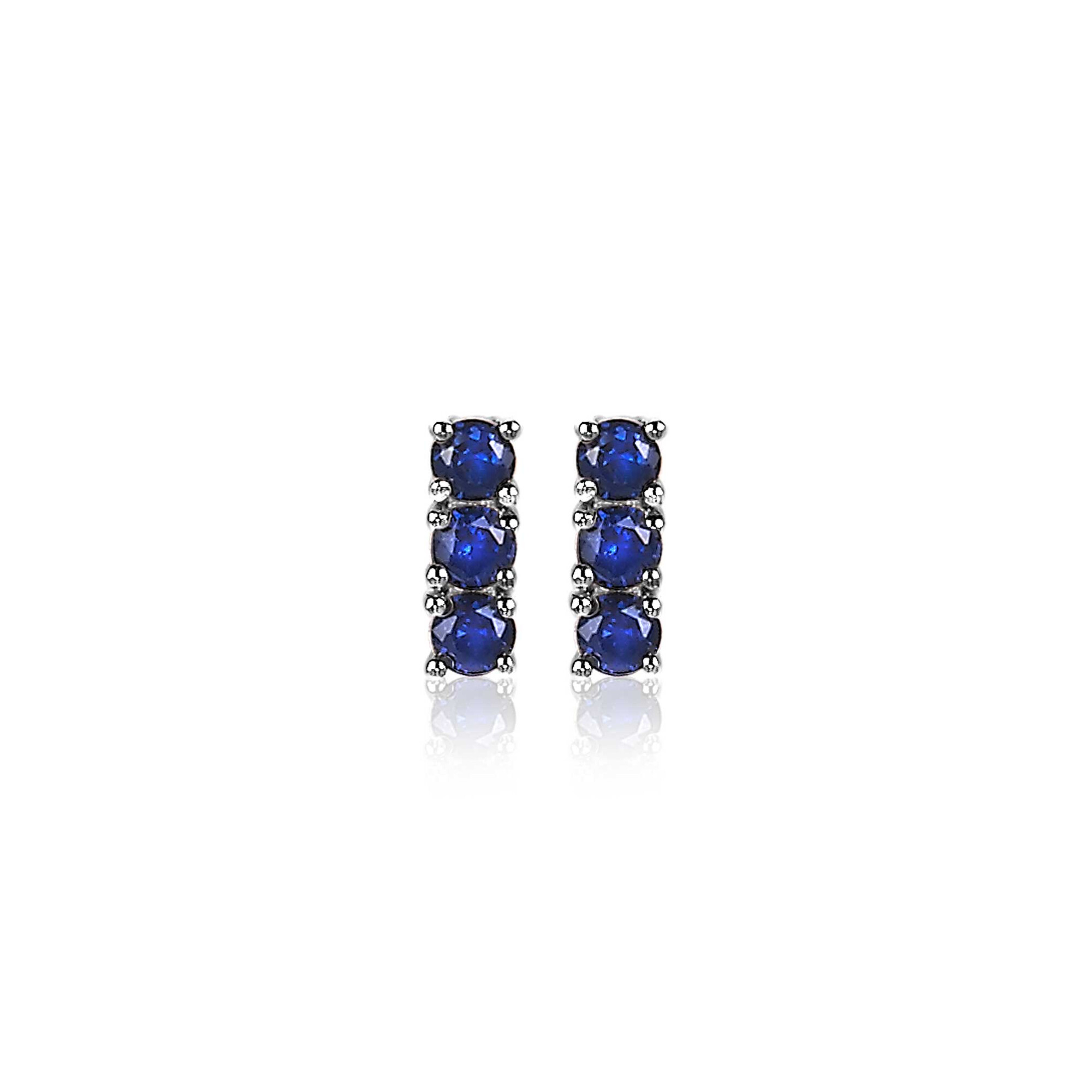ZINZI silberne Ohrstecker 8mm Stab Chaton-Set dunkelblau ZIO2127B