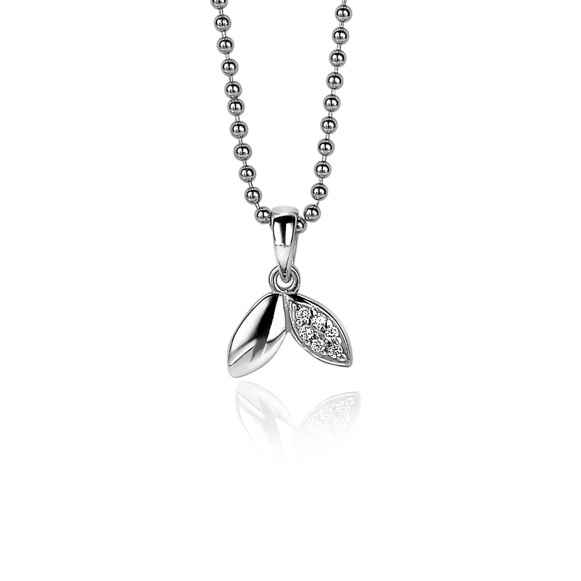 ZINZI silberner Anhänger 12mm Blätter weißer Zirkonia ZIH2088