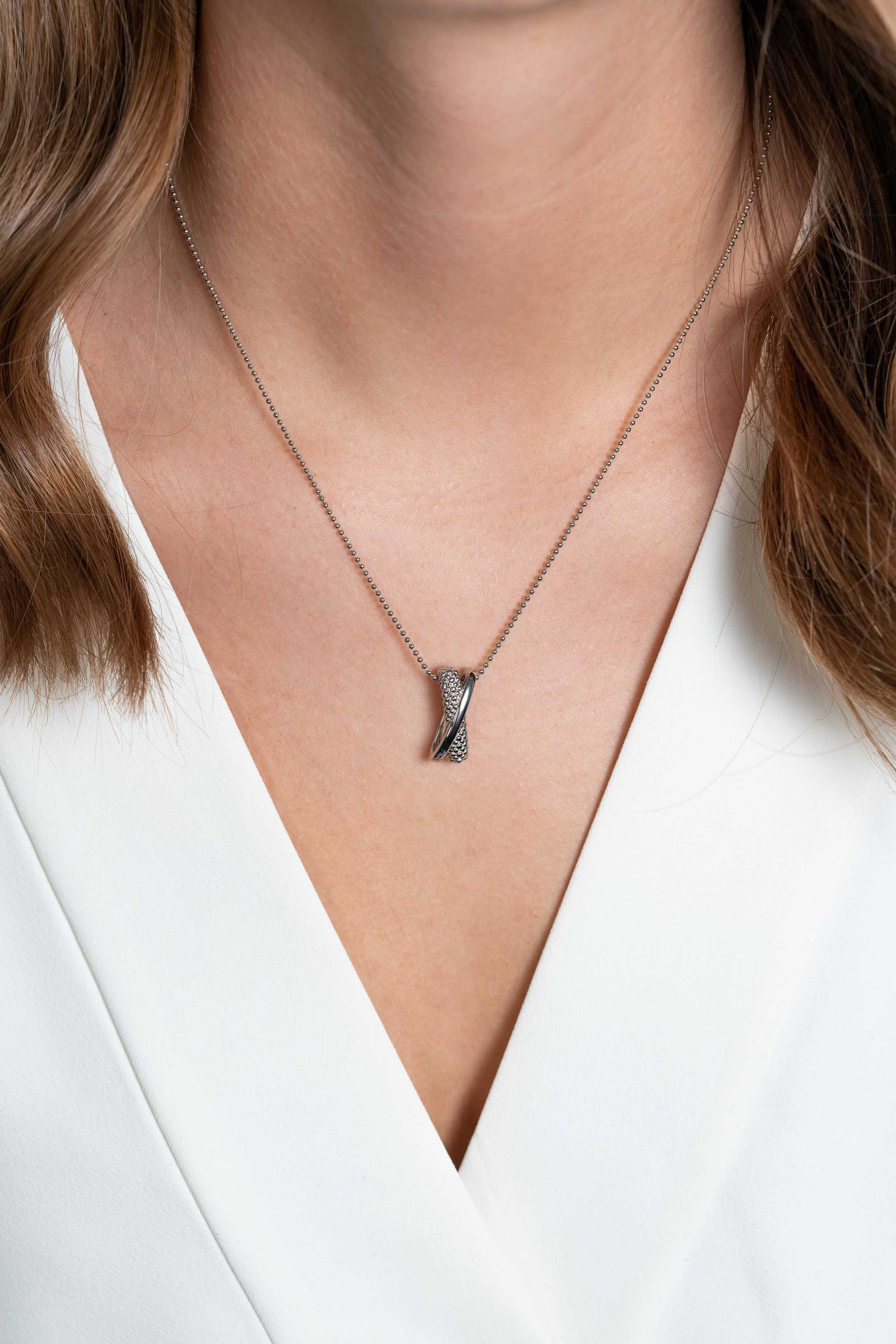 ZINZI Silberanhänger mit Cross-Over-Design, glatt und Kugeln 20mm ZIH2242