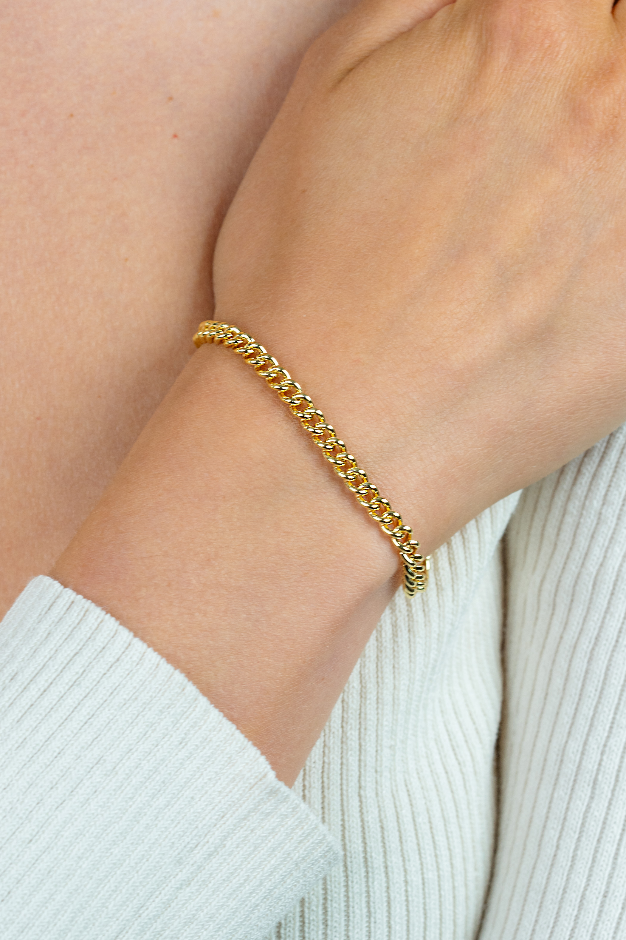 ZINZI silbernes gelbvergoldetes Gourmet Armband 4,5mm breit 18,5cm ZIA1414G