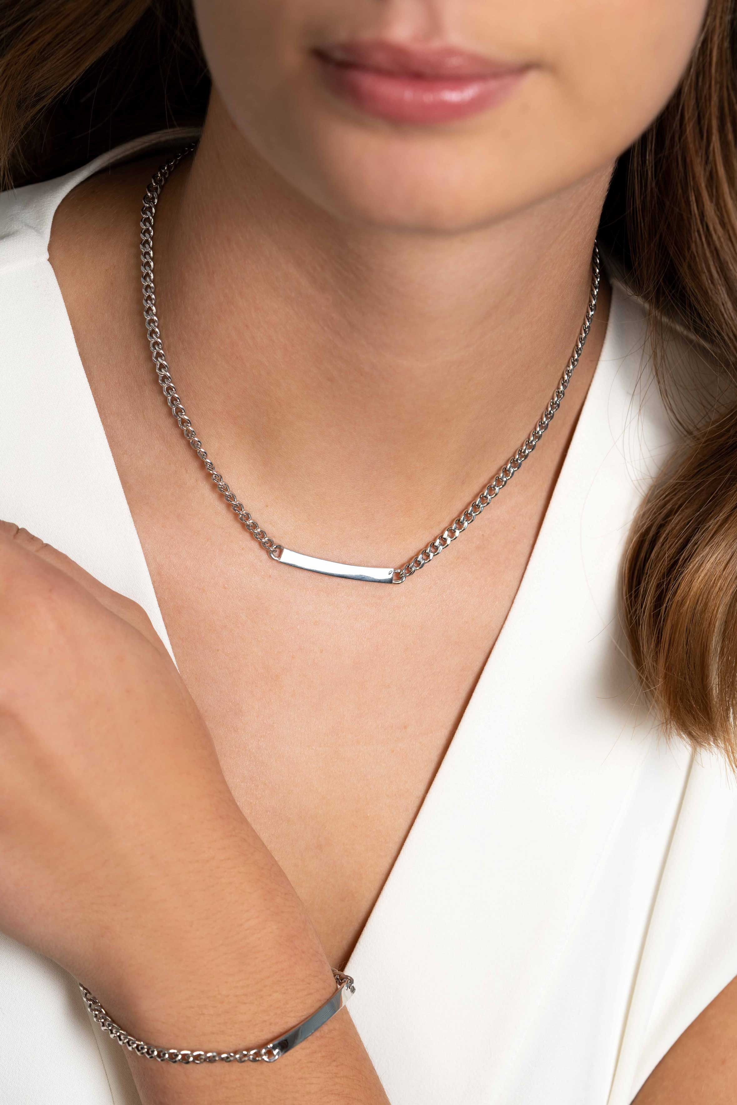 ZINZI silberne Gourmet Kette 4mm breit mit Plättchen 18-21cm ZIC2271