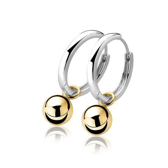 ZINZI silberne Ohrhänger gelb vergoldet Kugel 10mm ZICH716G