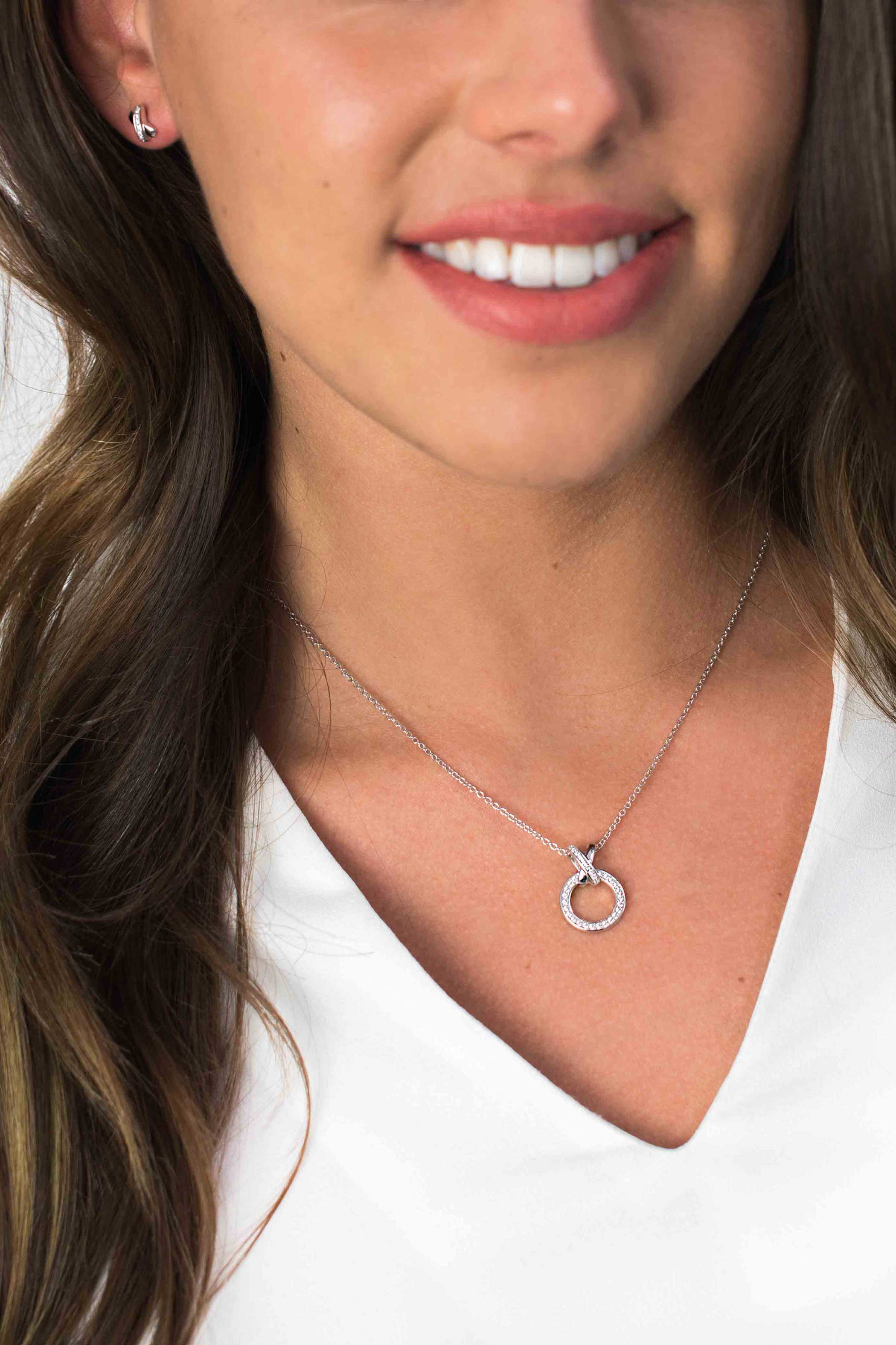 ZINZI silberne Kette rund überkreuz weiß 45cm ZIC1816