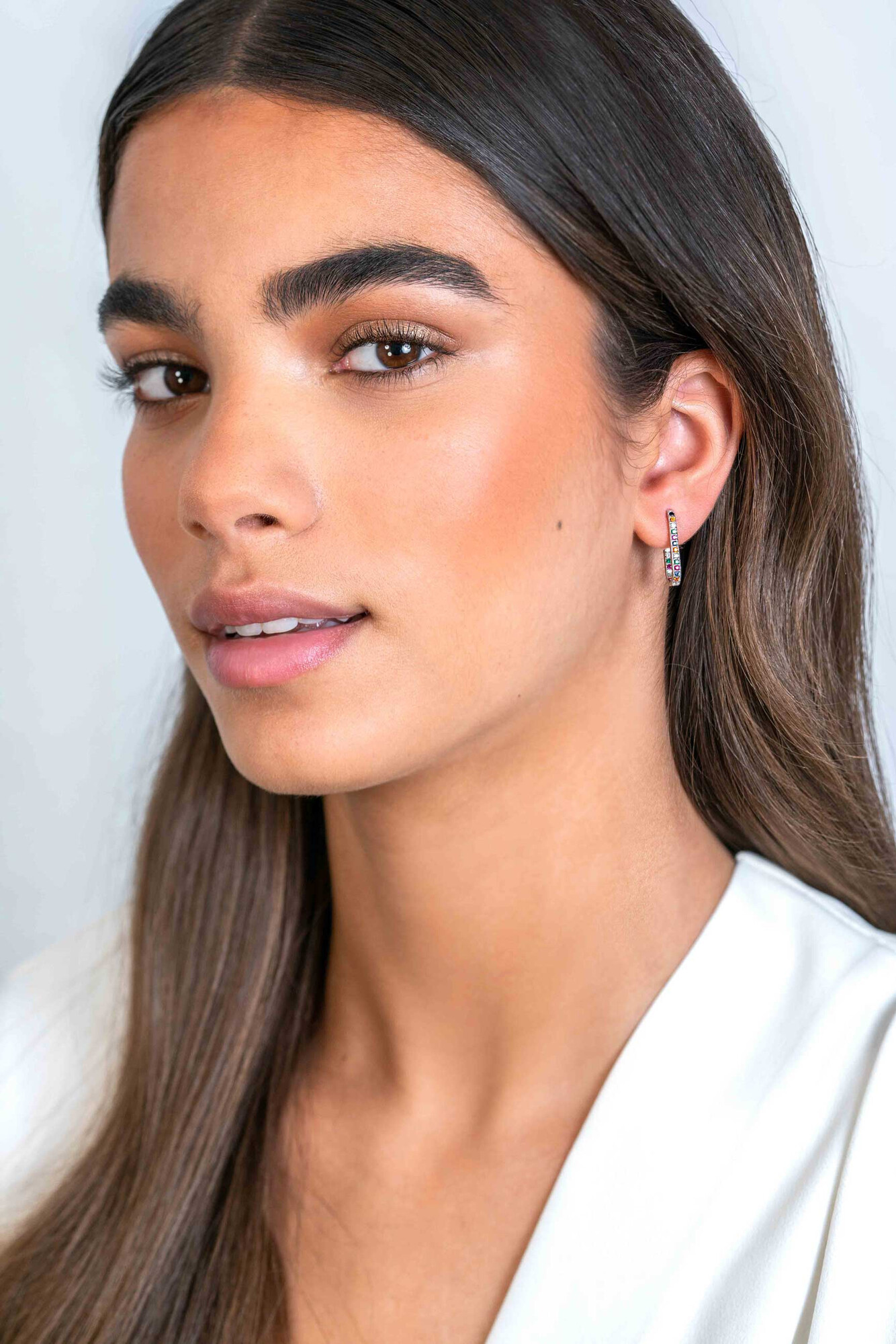 ZINZI zlv. oorstekers multicolor rechthoek 20x2.5mm