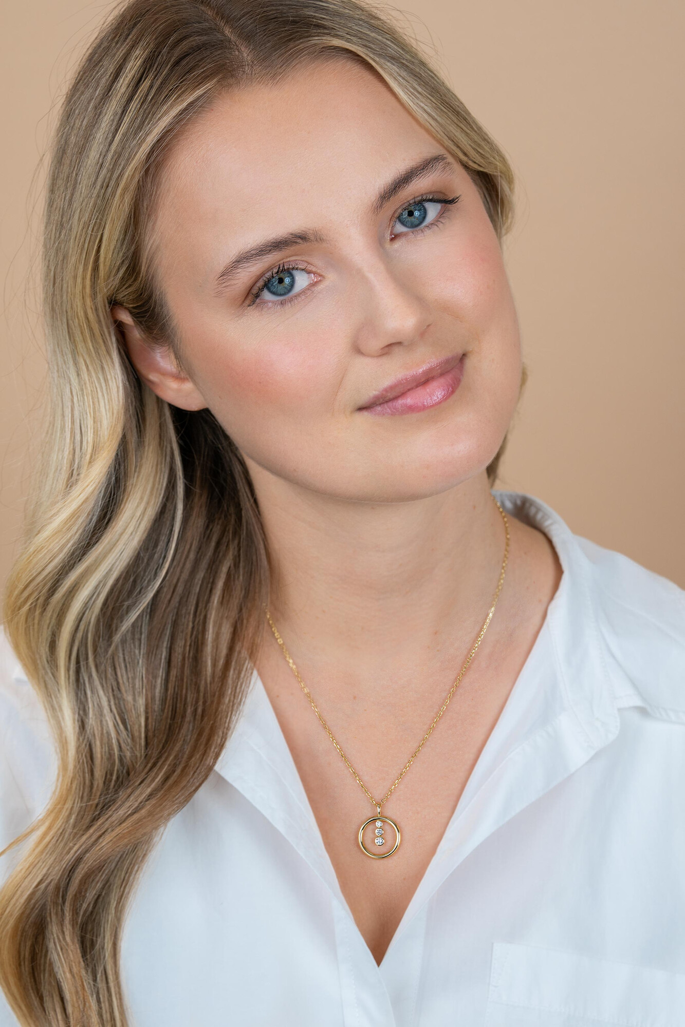 ZINZI zlv. collier gg.verg.hanger open rond en 3 zirc.