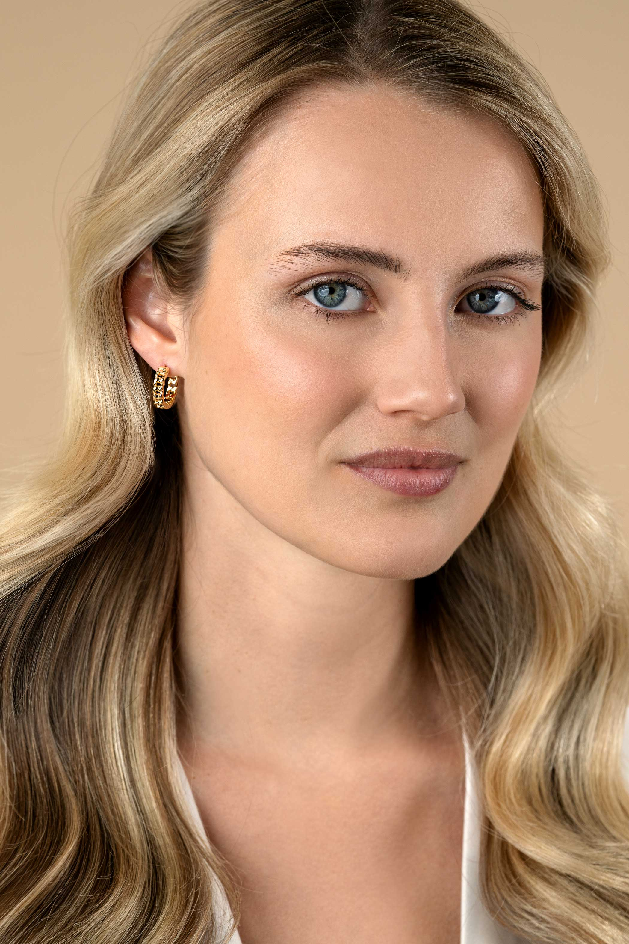 18mm ZINZI vergoldete Silber Creolen mit Gourmet-Kette 18x4,5mm ZIO2595